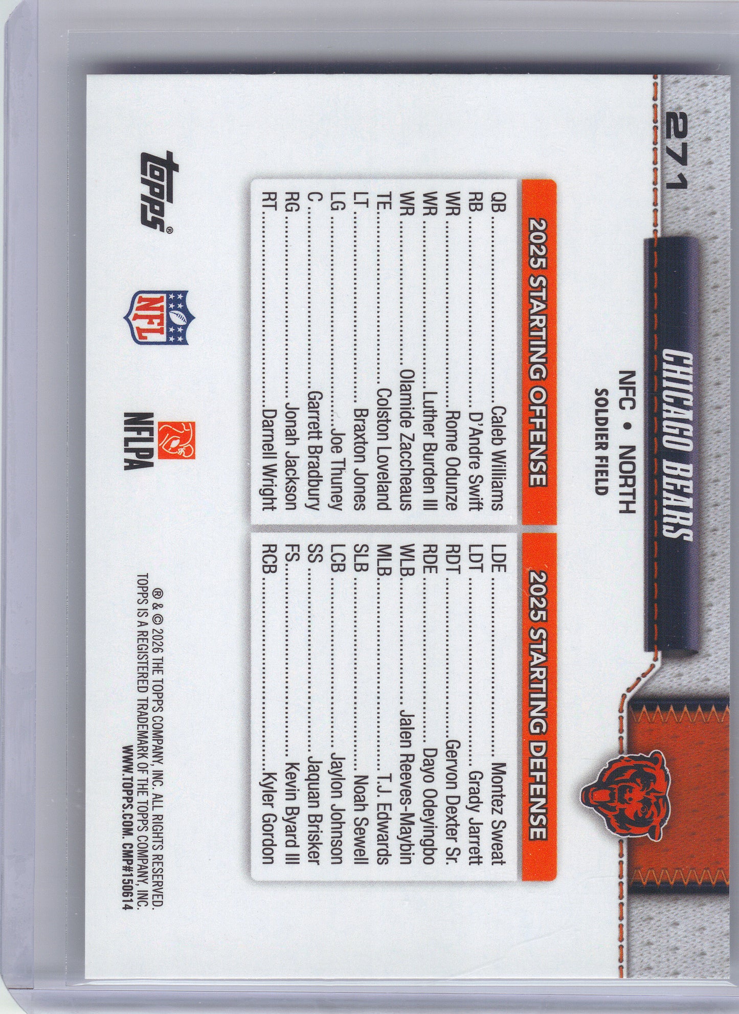 2026 Topps Flagship #271 Chicago Bears Chicago Bears