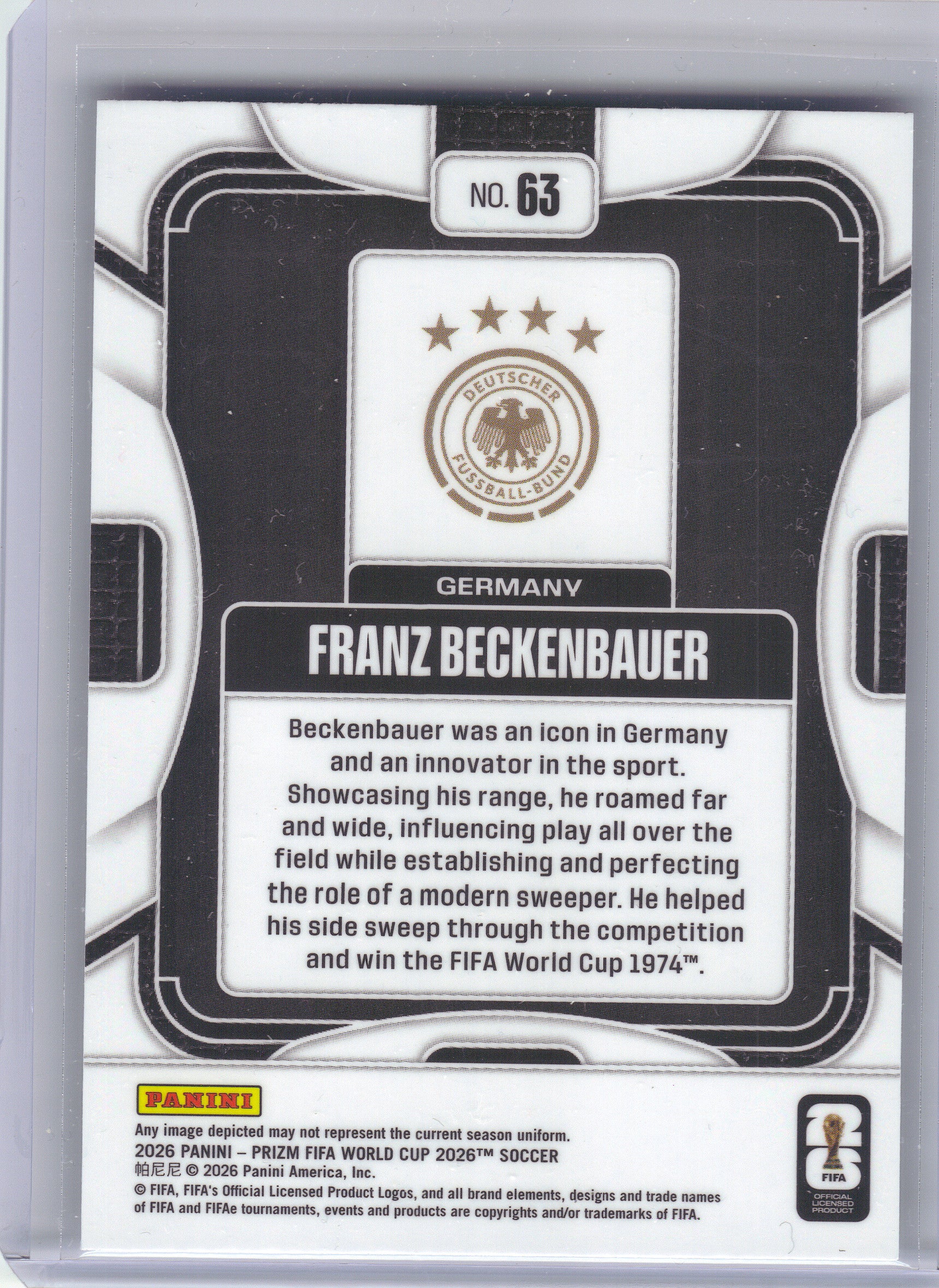 2026 Panini Prizm FIFA World Cup #63 Franz Beckenbauer Germany