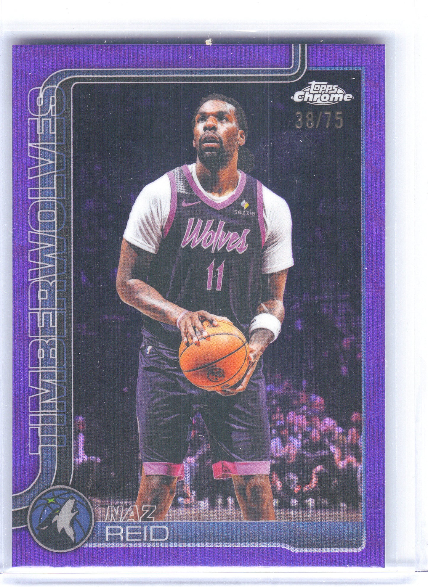2025-26 Topps Chrome Update #71 Naz Reid Purple Wave Refractor #/75 Minnesota Timberwolves SN