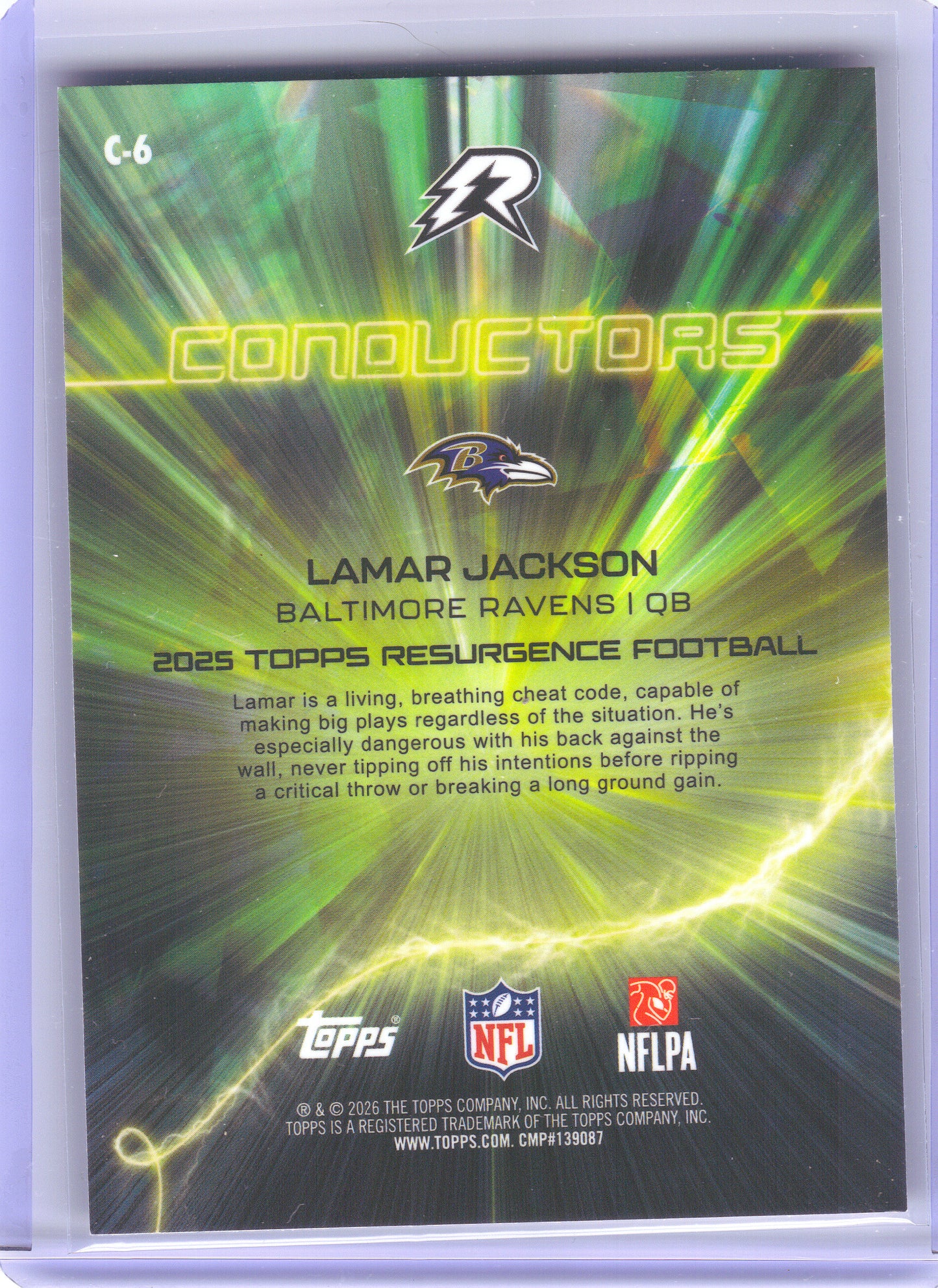 2025 Topps Resurgence #C-6 Lamar Jackson Conductors Baltimore Ravens