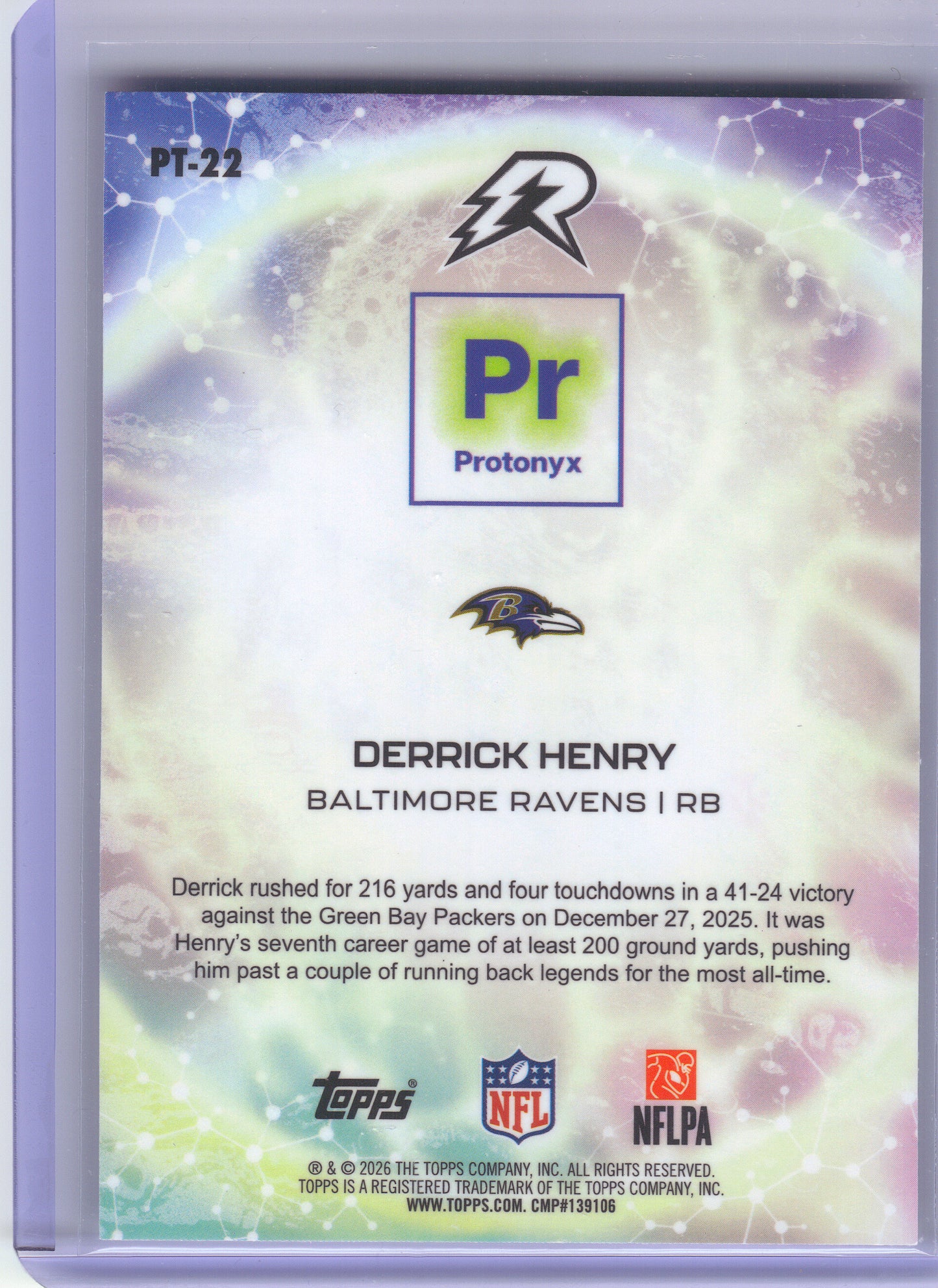 2025 Topps Resurgence #PT-22 Derrick Henry Protonyx Baltimore Ravens