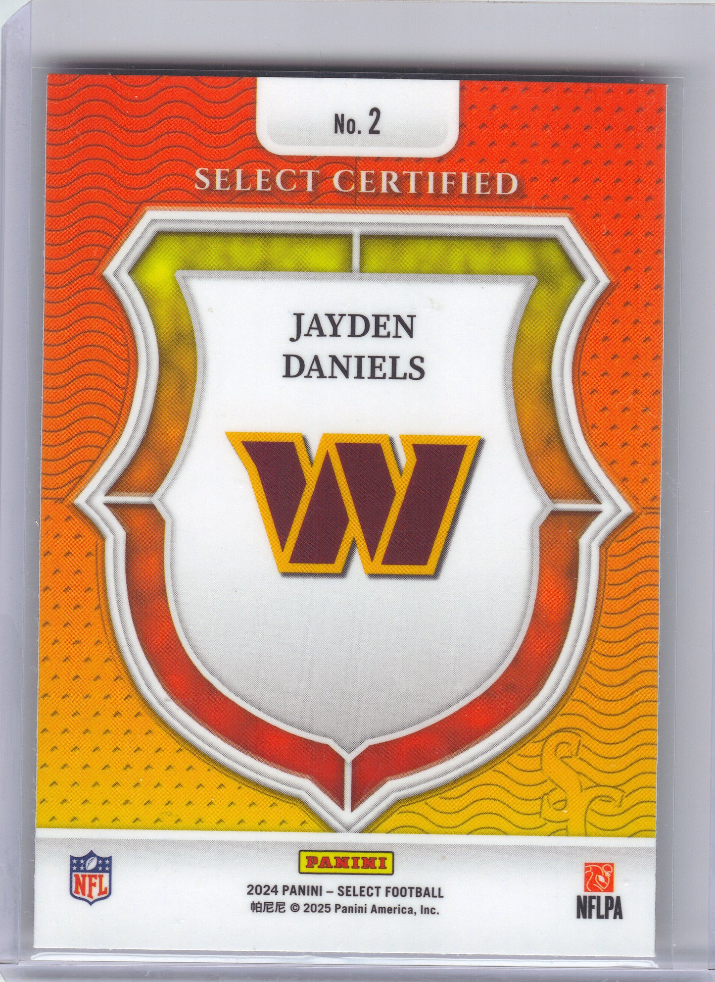 2024 Panini Select #2 Jayden Daniels Select Certified Rookies Washington Commanders