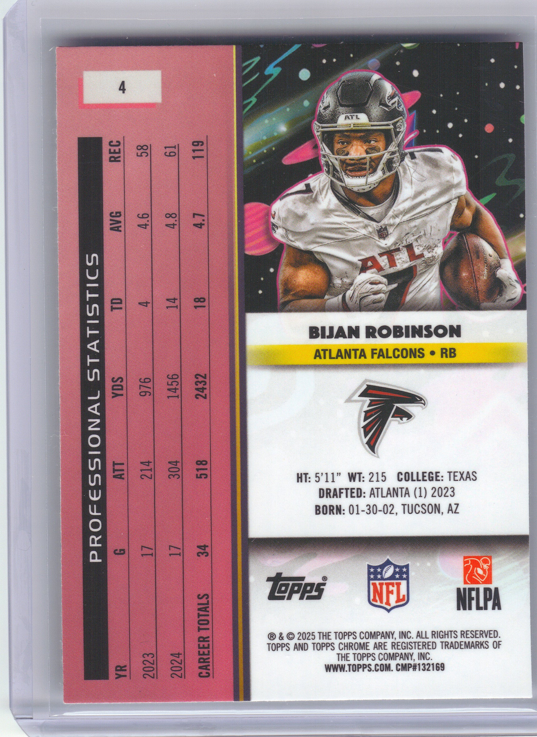 2025 Topps Chrome Cosmic #4 Bijan Robinson Atlanta Falcons