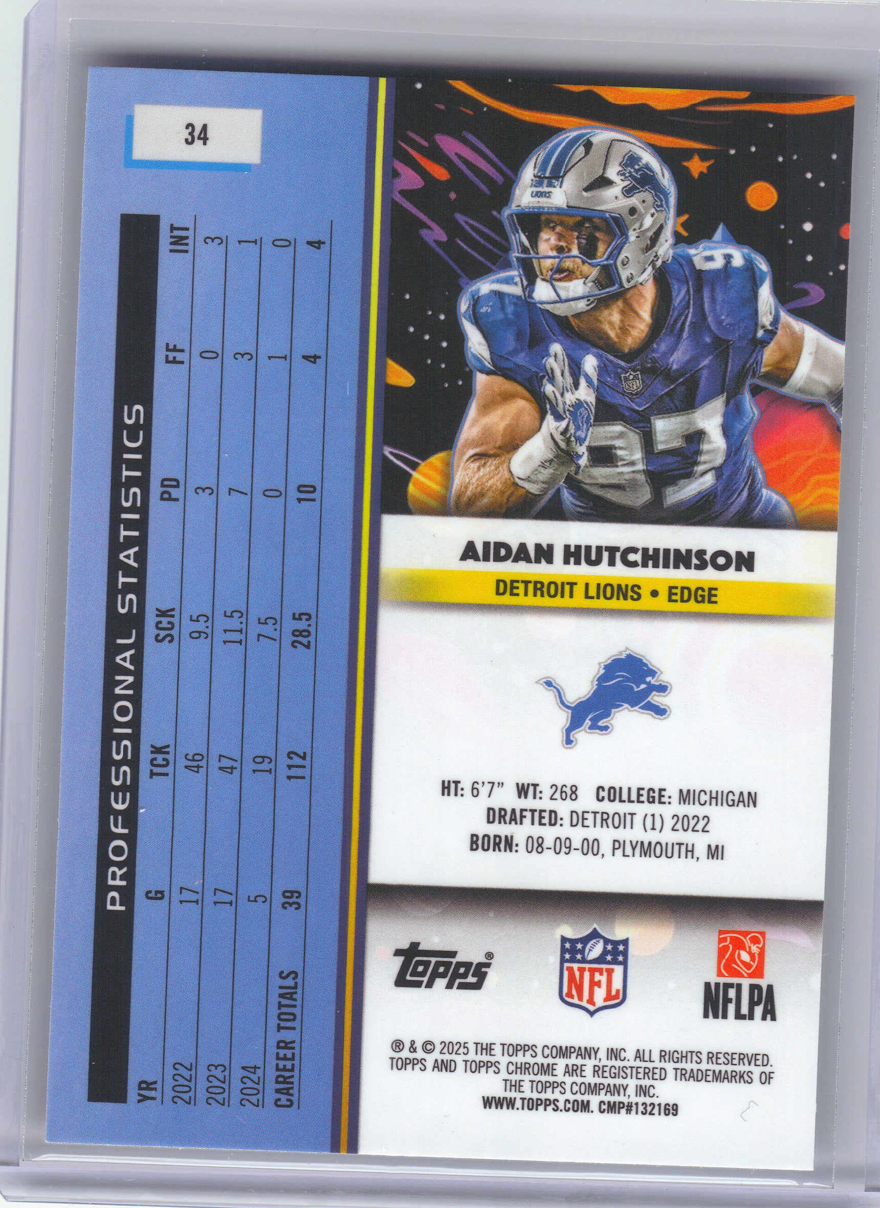 2025 Topps Chrome Cosmic #34 Aidan Hutchinson Detroit Lions
