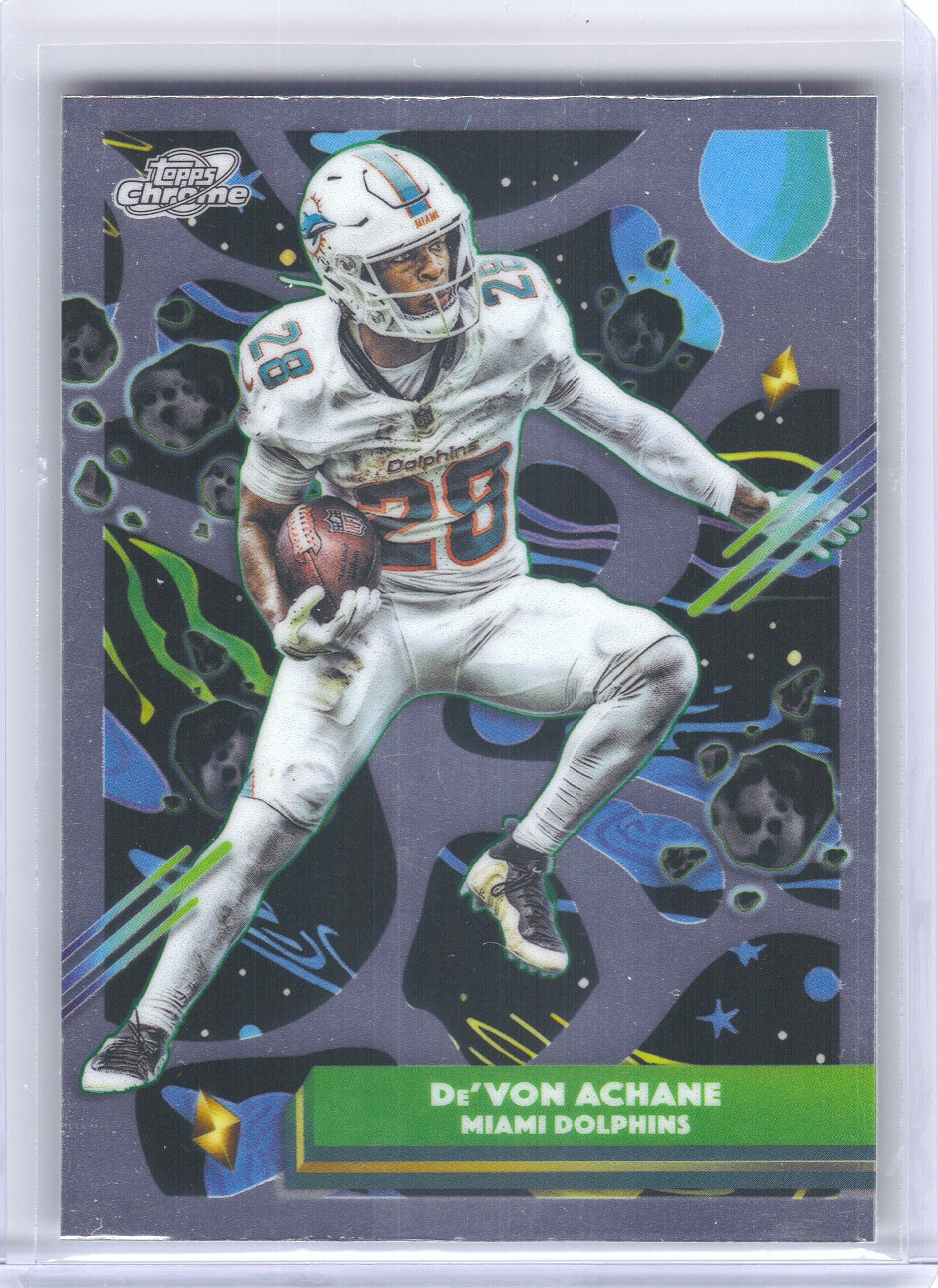 2025 Topps Chrome Cosmic #60 De'Von Achane Miami Dolphins