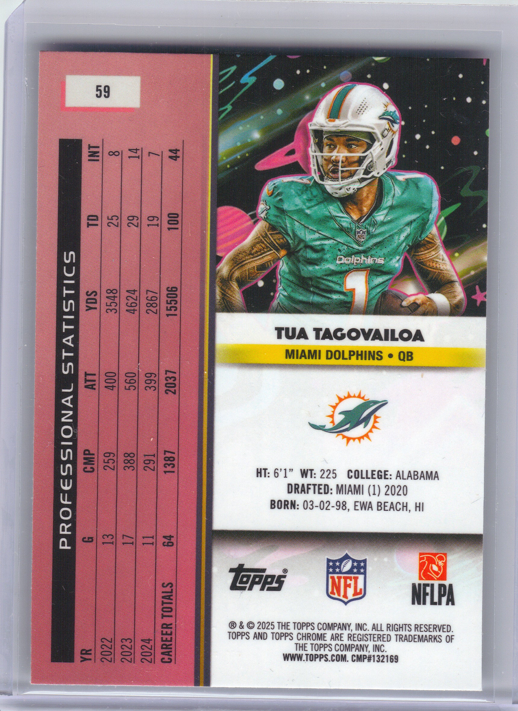 2025 Topps Chrome Cosmic #59 Tua Tagovailoa Miami Dolphins