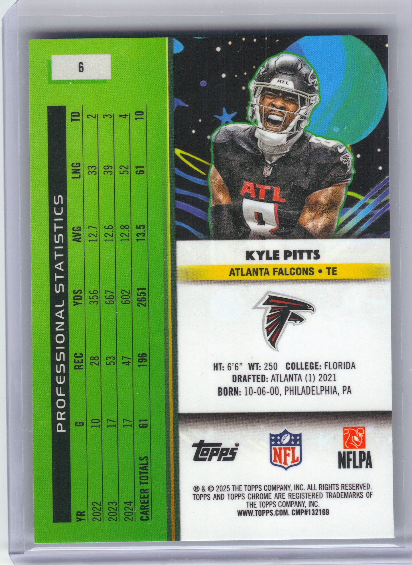 2025 Topps Chrome Cosmic #6 Kyle Pitts Atlanta Falcons