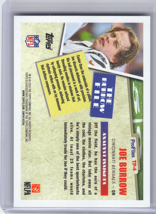 2026 Topps Flagship #TP-4 Joe Burrow Topps Profiles Cincinnati Bengals