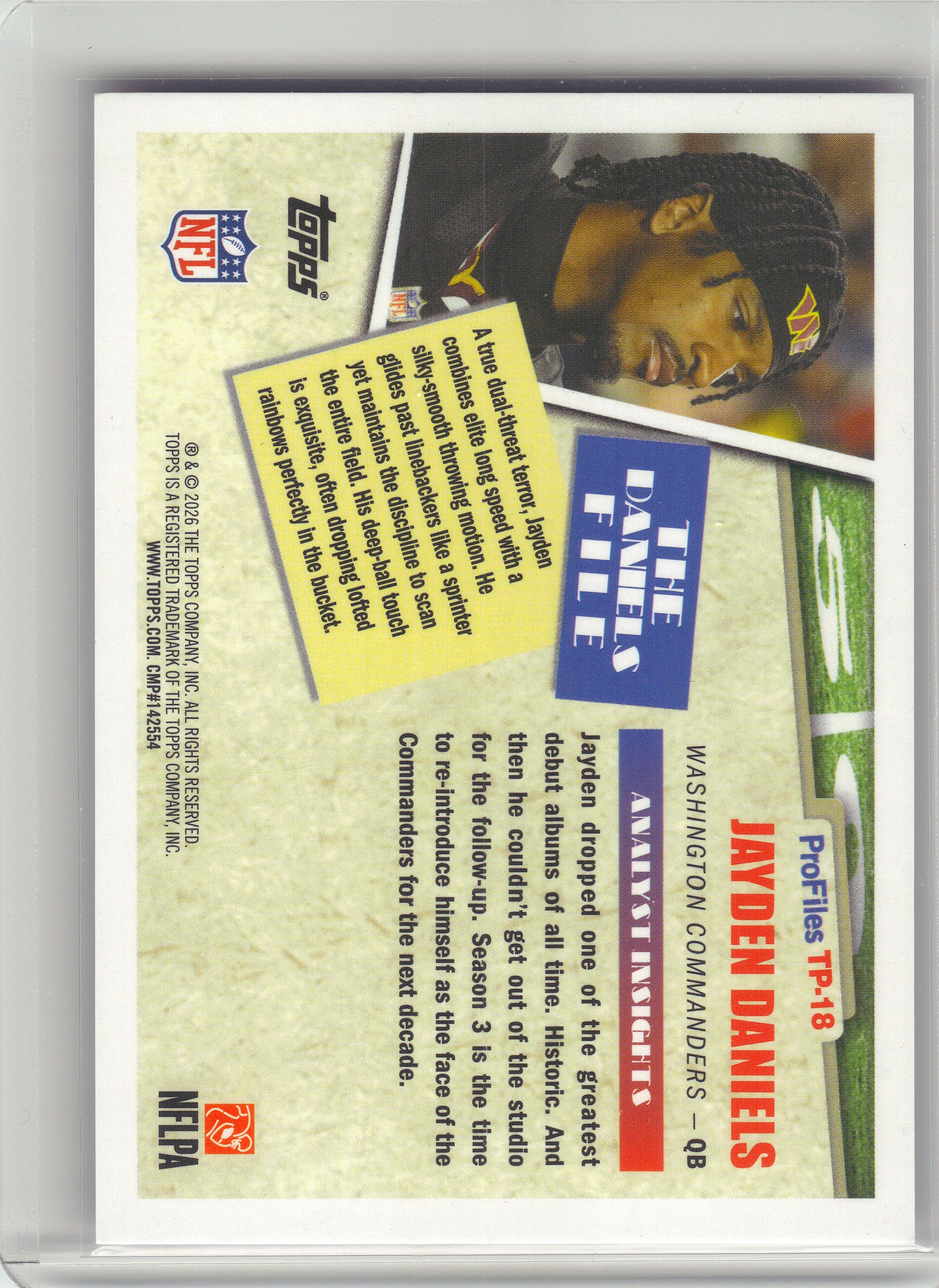 2026 Topps Flagship #TP-18 Jayden Daniels Topps Profiles Pink Washington Commanders