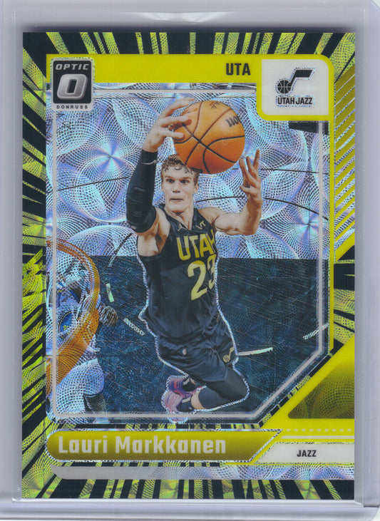 2024-25 Donruss Optic #73 Lauri Markkanen Electricity International #/75 Utah Jazz SN
