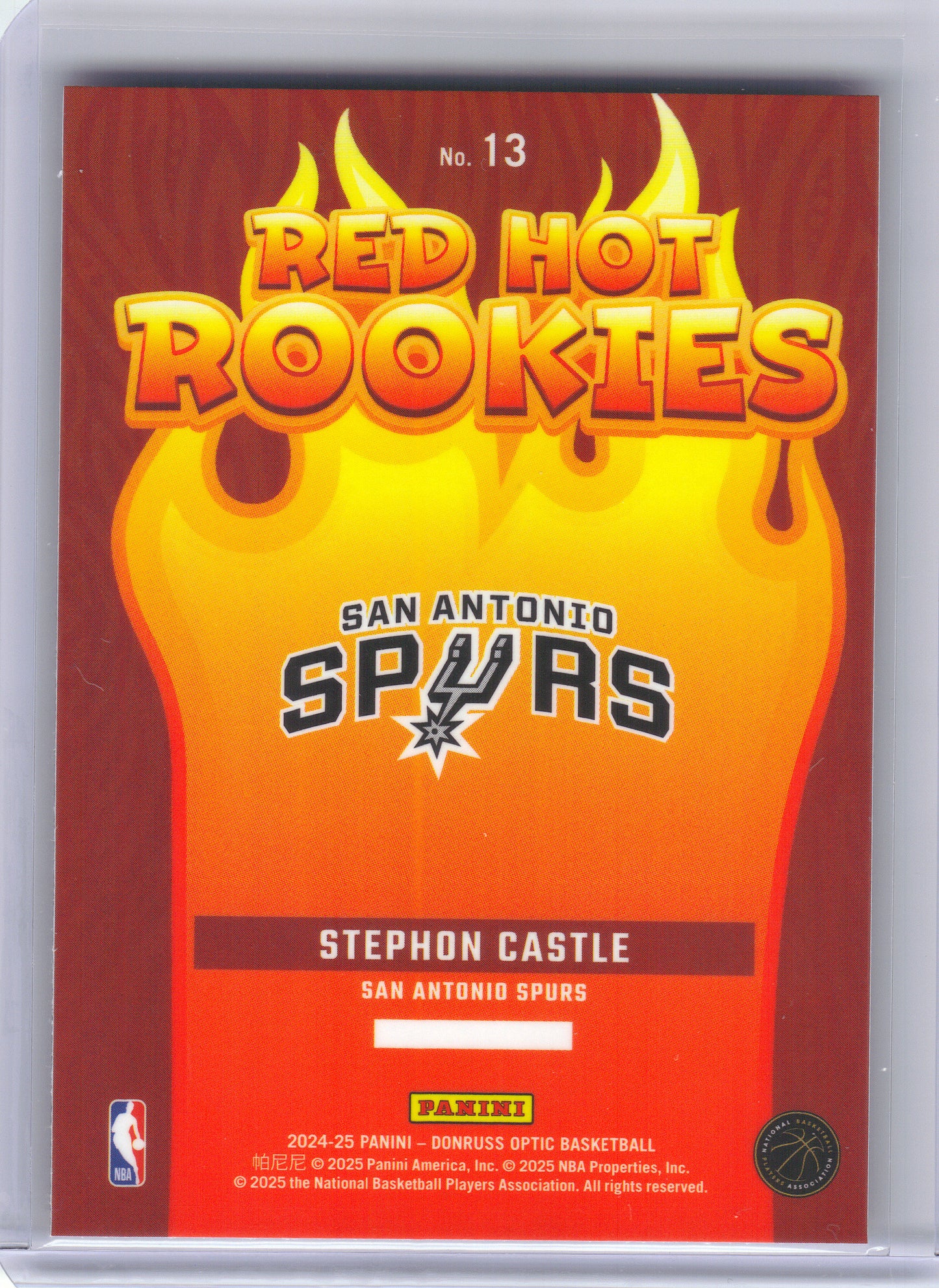 2024-25 Donruss Optic #13 Stephon Castle Red Hot Rookies San Antonio Spurs