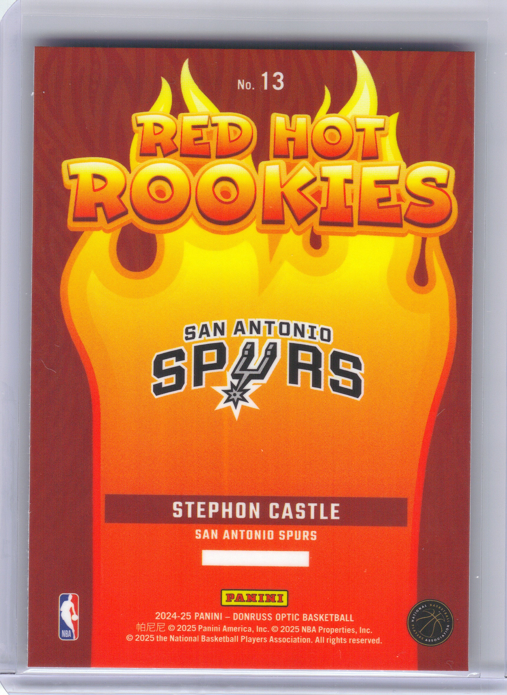 2024-25 Donruss Optic #13 Stephon Castle Red Hot Rookies San Antonio Spurs