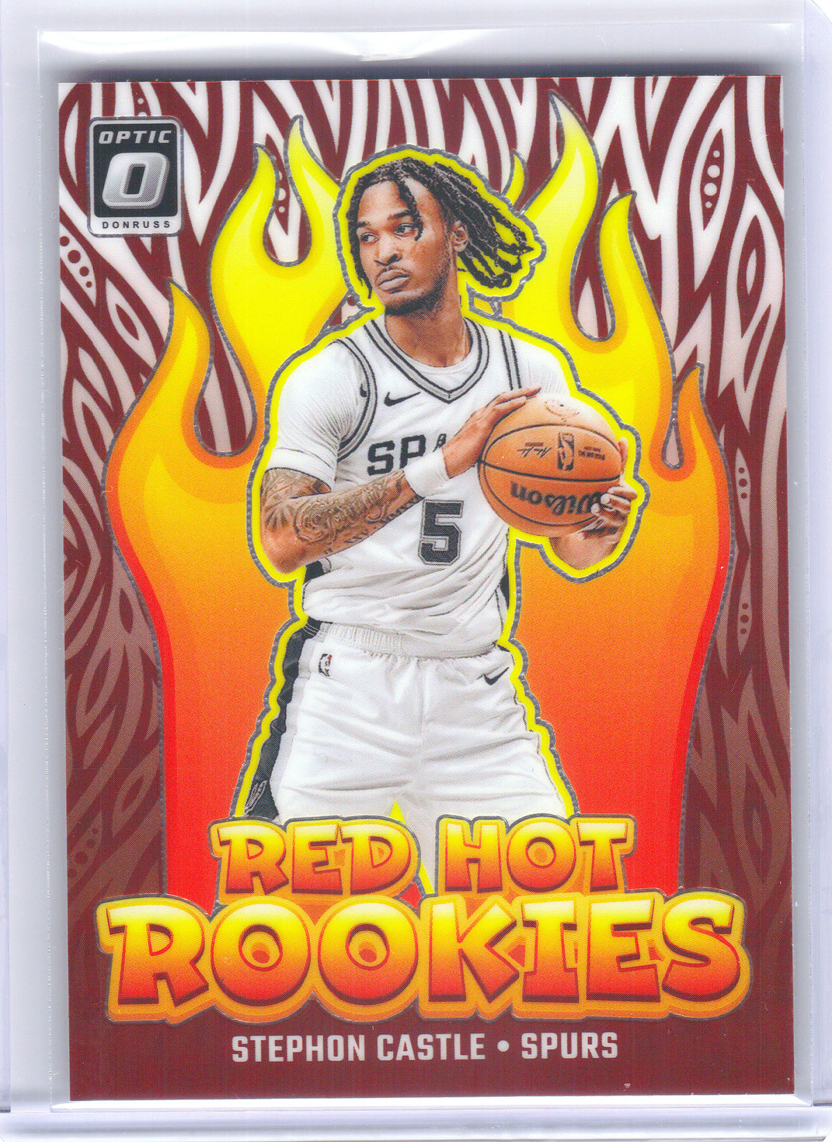 2024-25 Donruss Optic #13 Stephon Castle Red Hot Rookies San Antonio Spurs