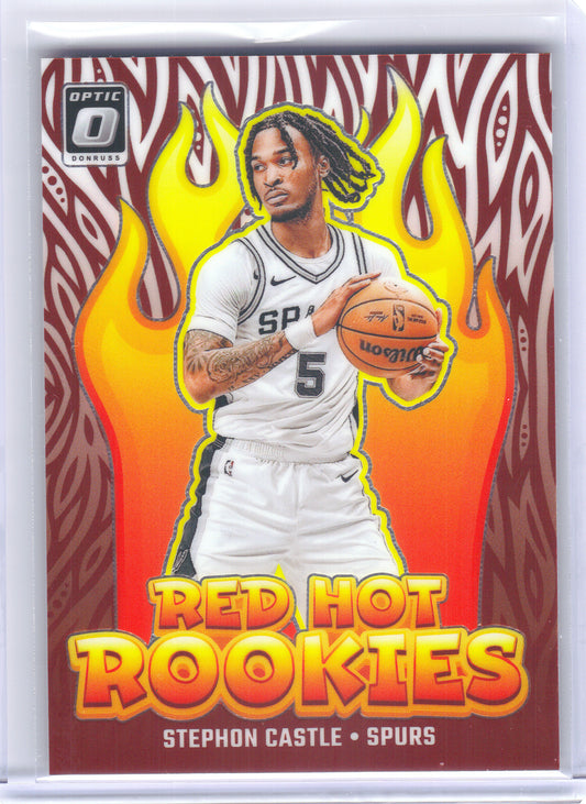 2024-25 Donruss Optic #13 Stephon Castle Red Hot Rookies San Antonio Spurs