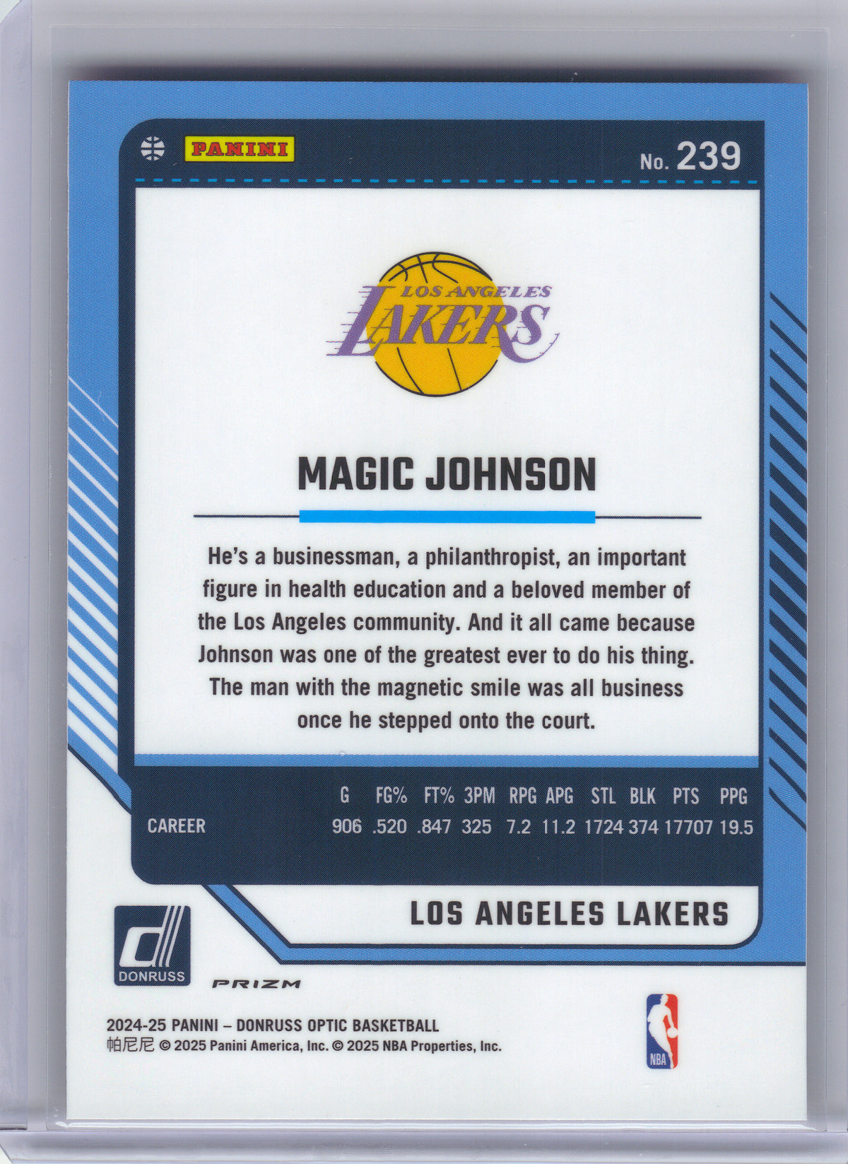 2024-25 Donruss Optic #239 Magic Johnson Red International Los Angeles Lakers