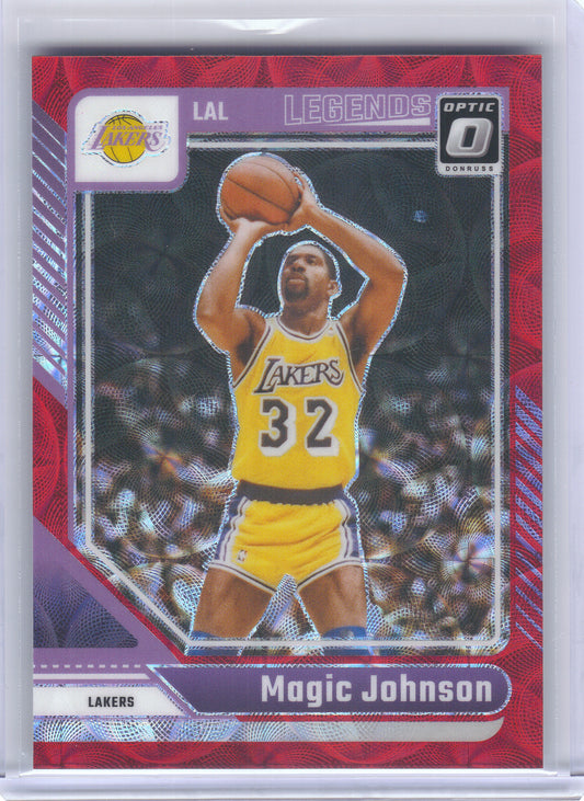 2024-25 Donruss Optic #239 Magic Johnson Red International Los Angeles Lakers