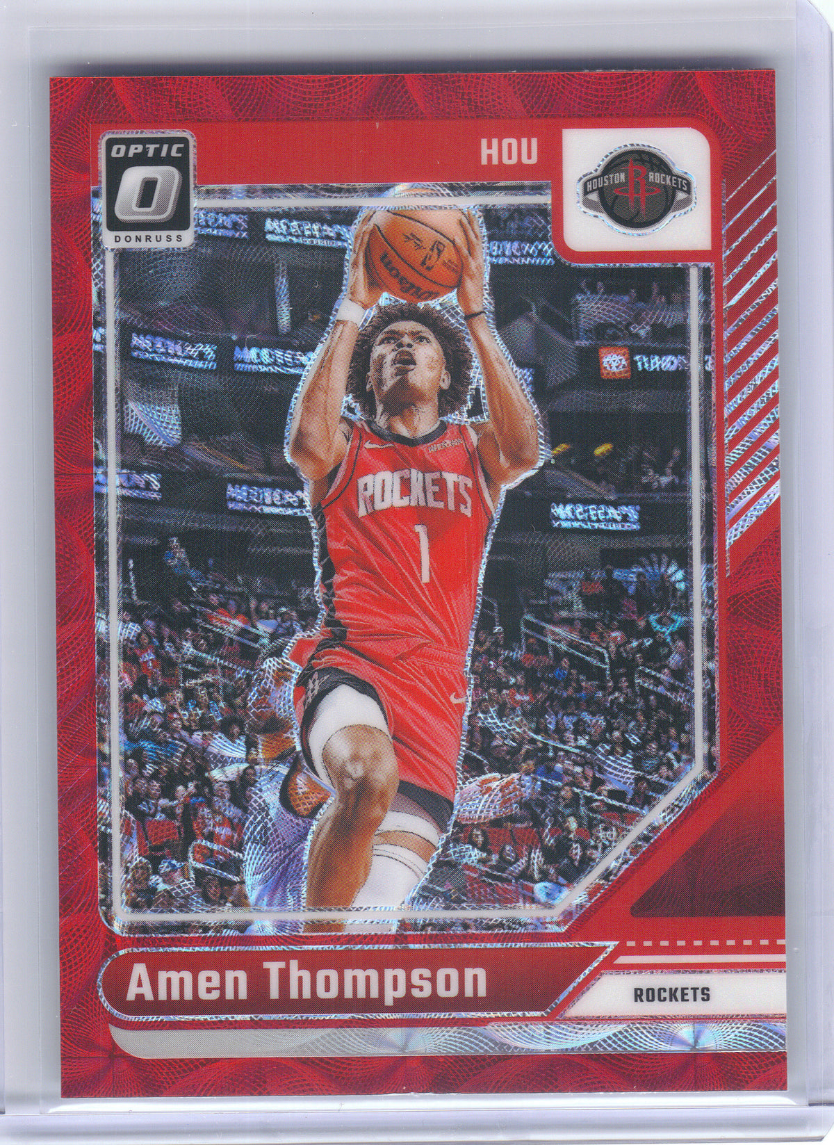 2024-25 Donruss Optic #169 Amen Thompson Red International Houston Rockets