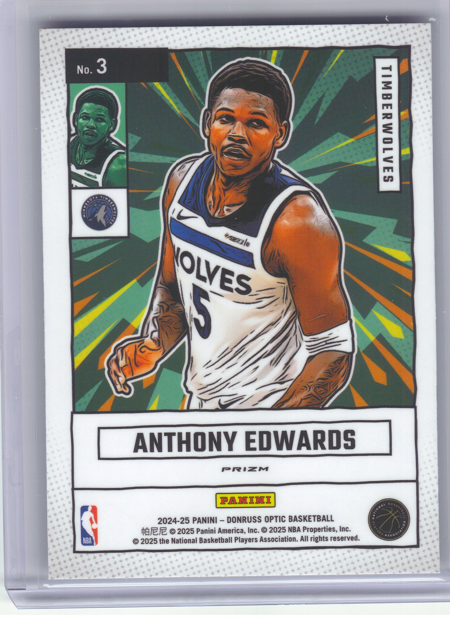 2024-25 Donruss Optic #3 Anthony Edwards Net Marvels Holo Minnesota Timberwolves