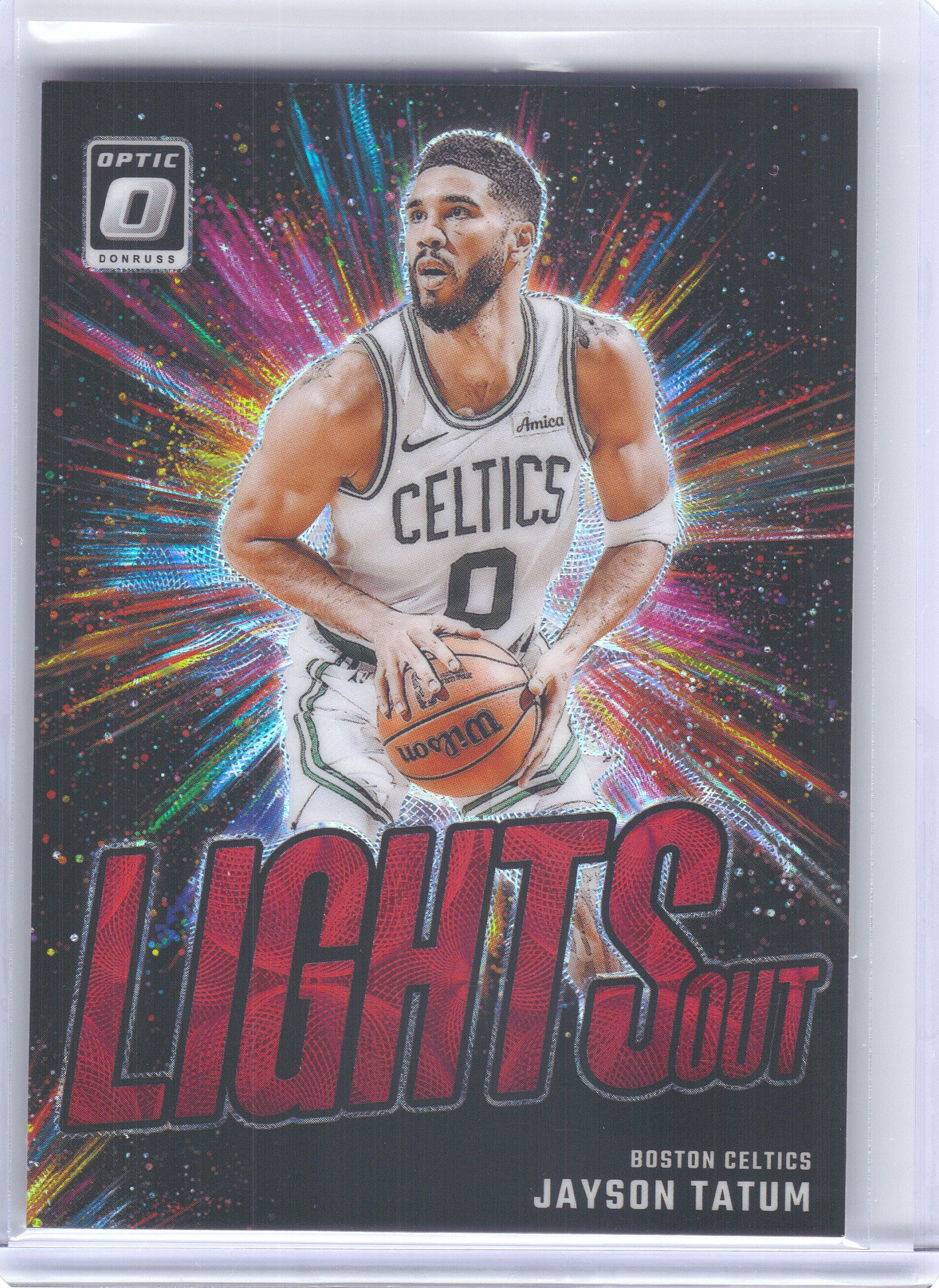 2024-25 Donruss Optic #12 Jayson Tatum Lights Out Red International Boston Celtics