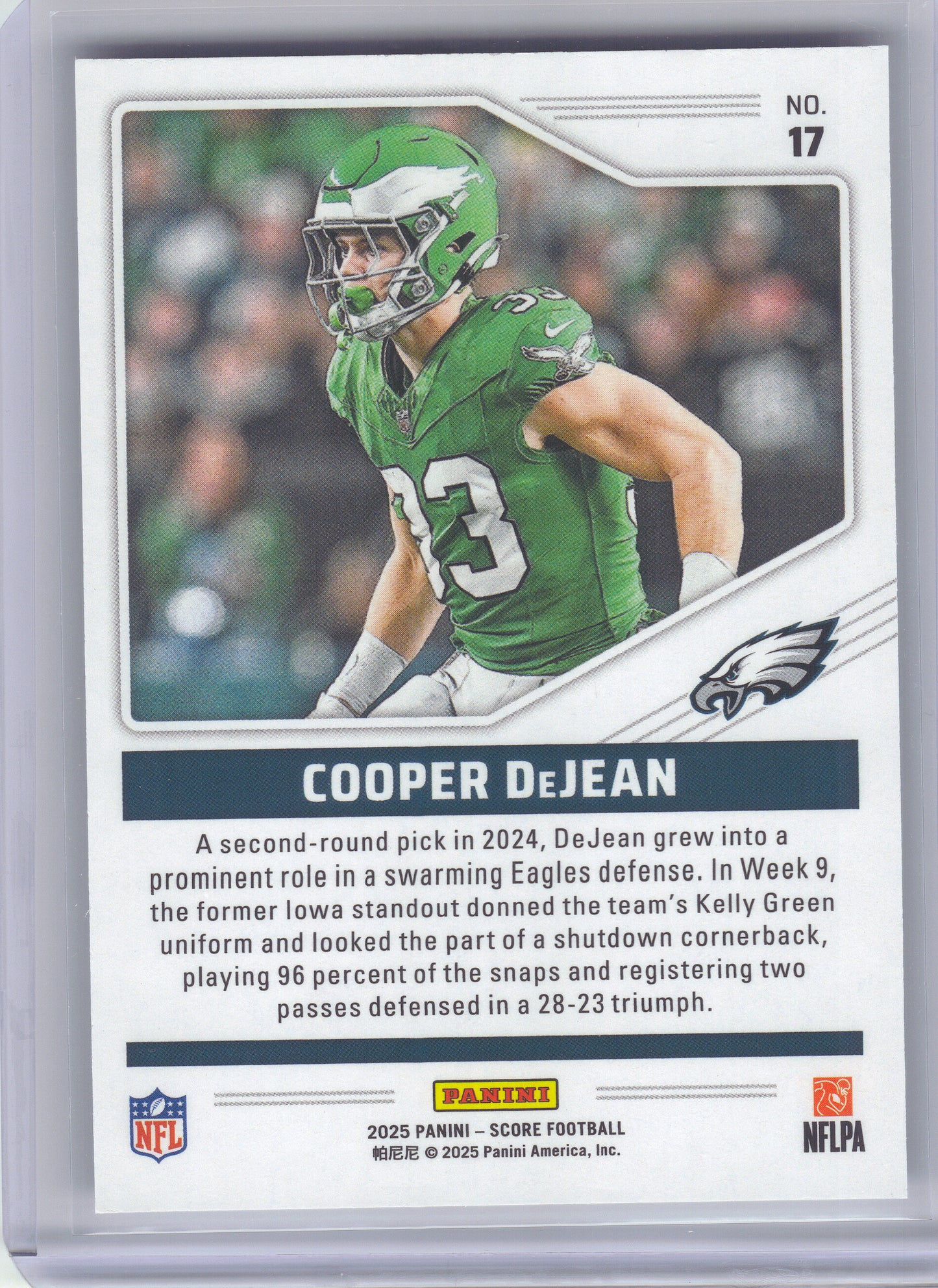 2025 Score #17 Cooper DeJean Throwbacks Philadelphia Eagles