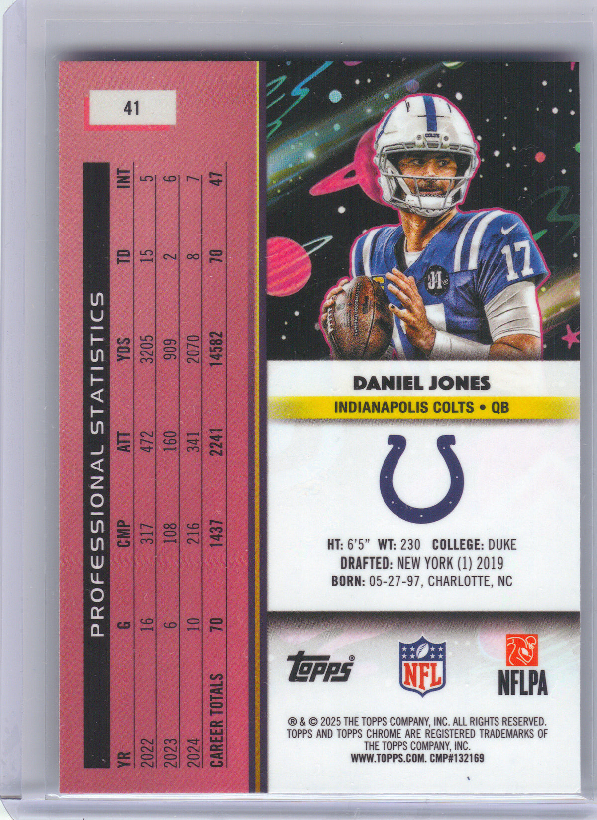 2025 Topps Chrome Cosmic #41 Daniel Jones Indianapolis Colts