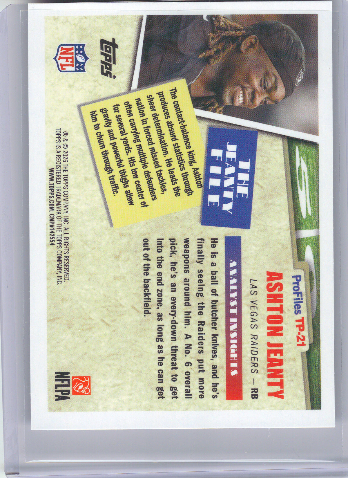 2026 Topps Flagship #TP-21 Ashton Jeanty Topps Profiles Las Vegas Raiders