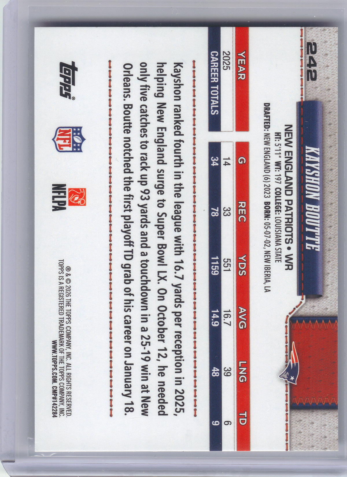 2026 Topps Flagship #242 Kayshon Boutte Sandglitter New England Patriots