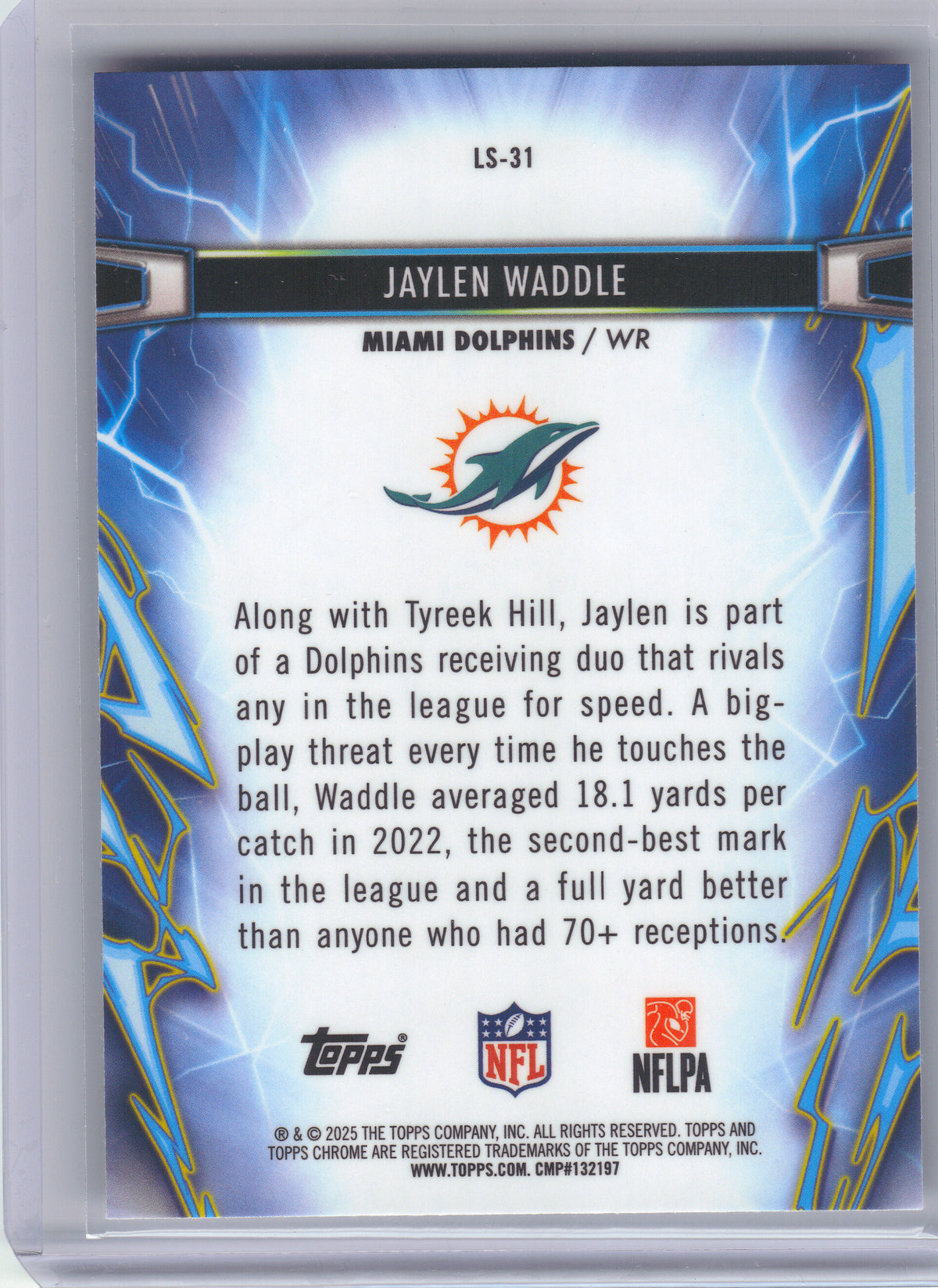 2025 Topps Chrome Cosmic #LS-31 Jaylen Waddle Light Speed Miami Dolphins