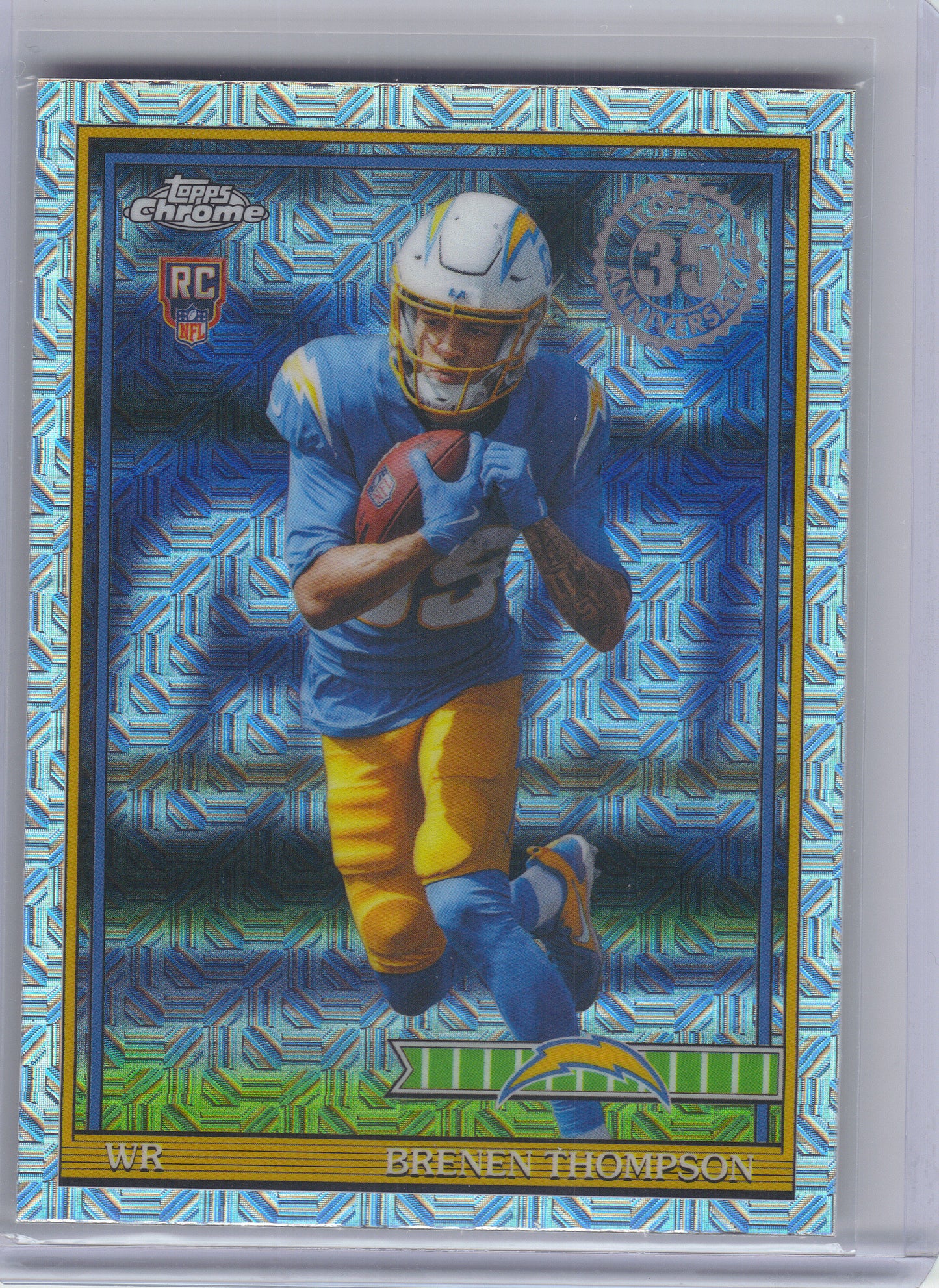 2026 Topps Flagship #91TRC-34 Brenen Thompson 1991 Topps Football Rookies Chrome Los Angeles Chargers