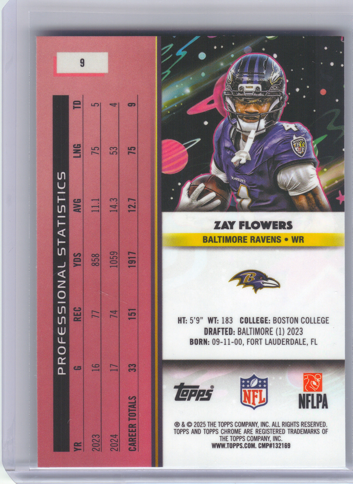 2025 Topps Chrome Cosmic #9 Zay Flowers Baltimore Ravens