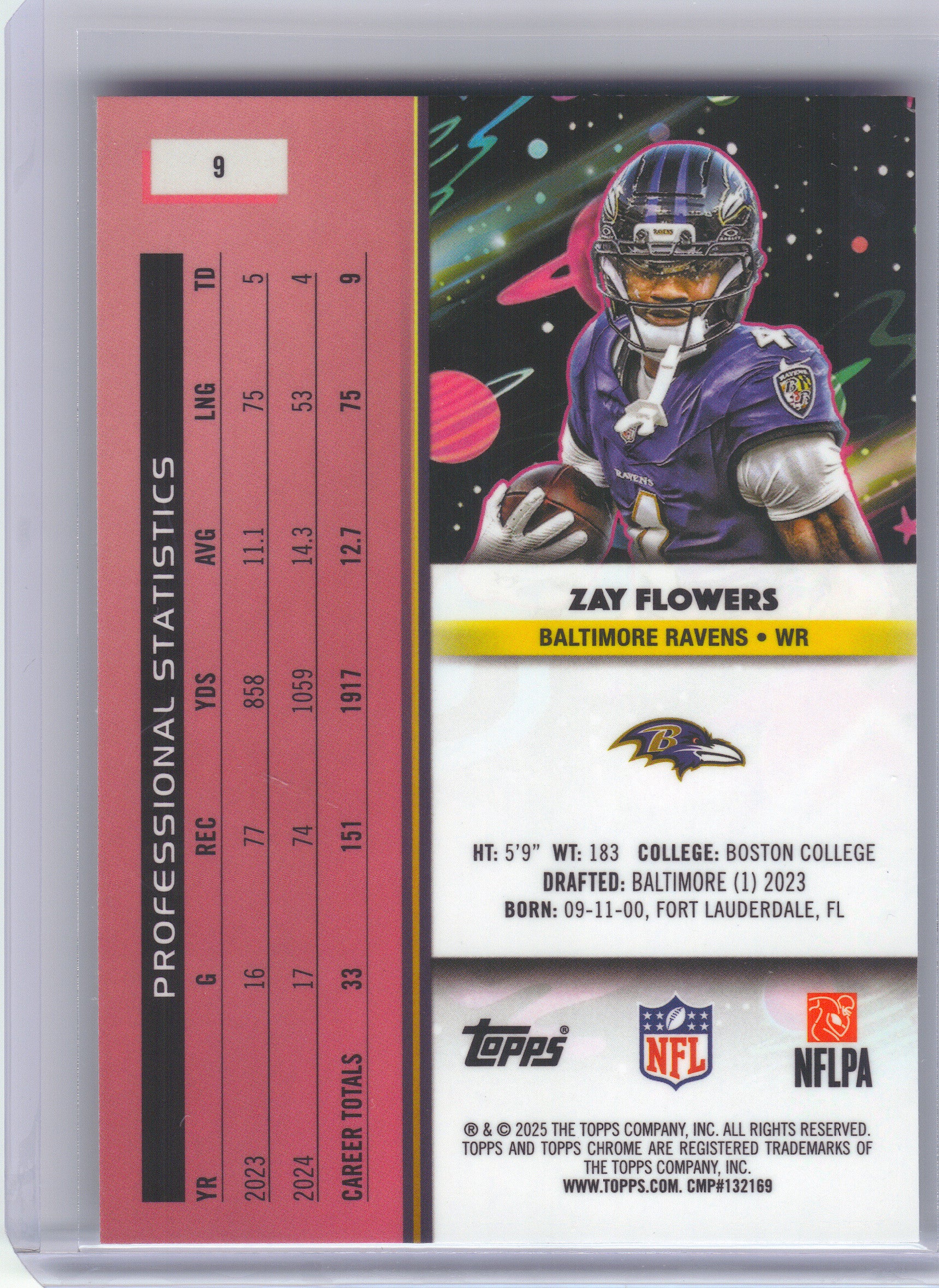 2025 Topps Chrome Cosmic #9 Zay Flowers Baltimore Ravens