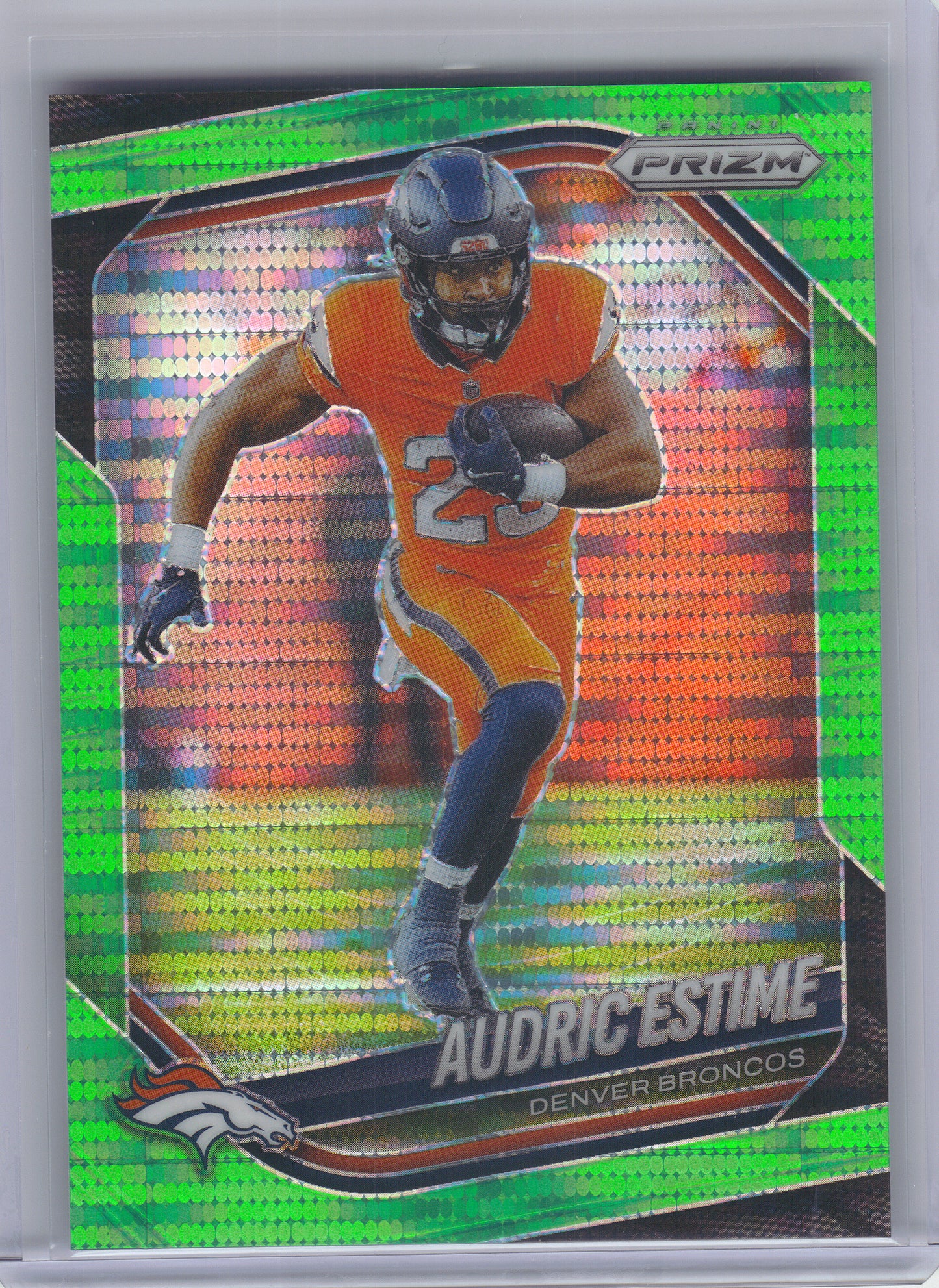2025 Panini Prizm #226 Audric Estime Neon Green Pulsar Denver Broncos