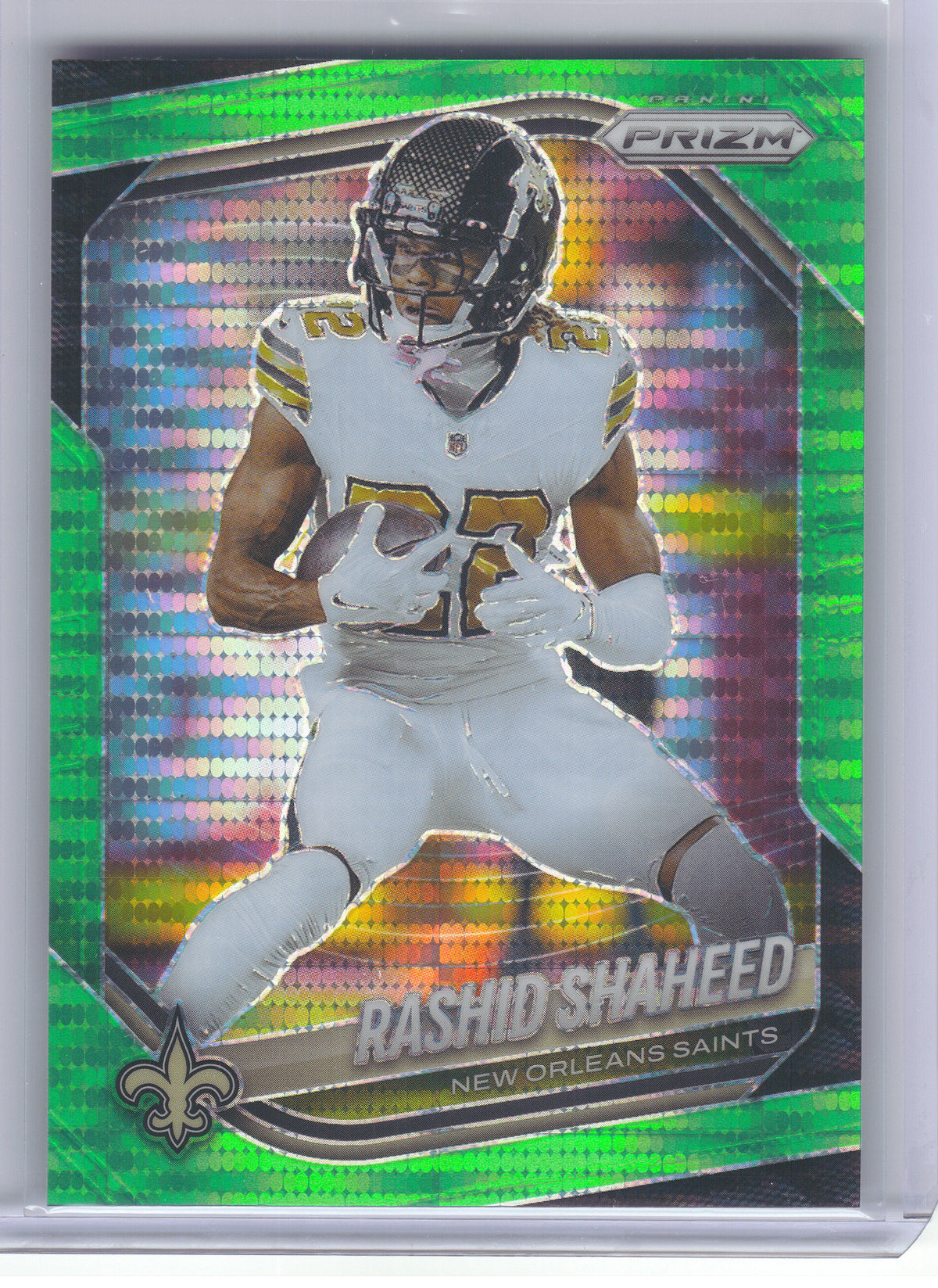 2025 Panini Prizm #194 Rashid Shaheed Neon Green Pulsar New Orleans Saints