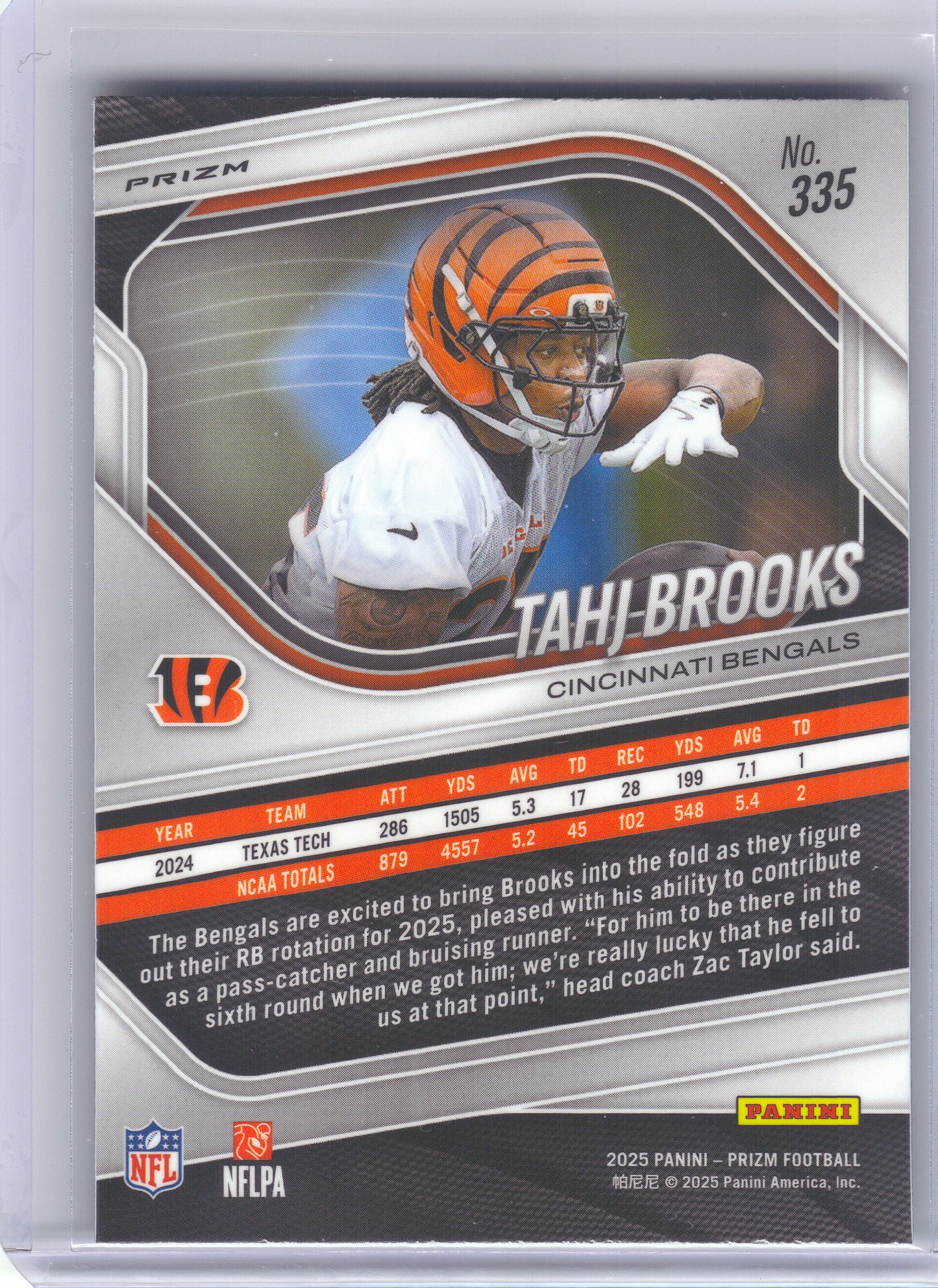 2025 Panini Prizm #335 Tahj Brooks Neon Green Pulsar Cincinnati Bengals