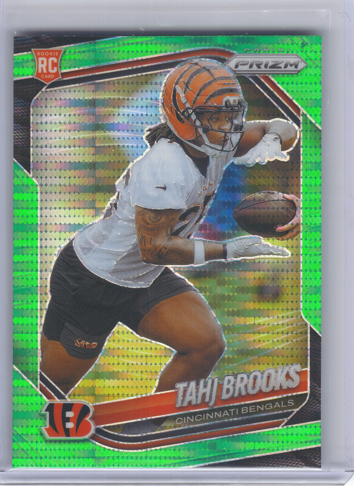 2025 Panini Prizm #335 Tahj Brooks Neon Green Pulsar Cincinnati Bengals