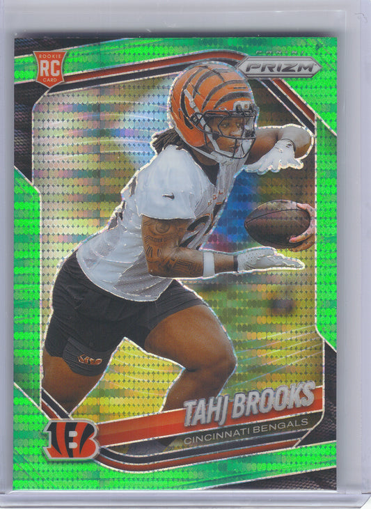 2025 Panini Prizm #335 Tahj Brooks Neon Green Pulsar Cincinnati Bengals