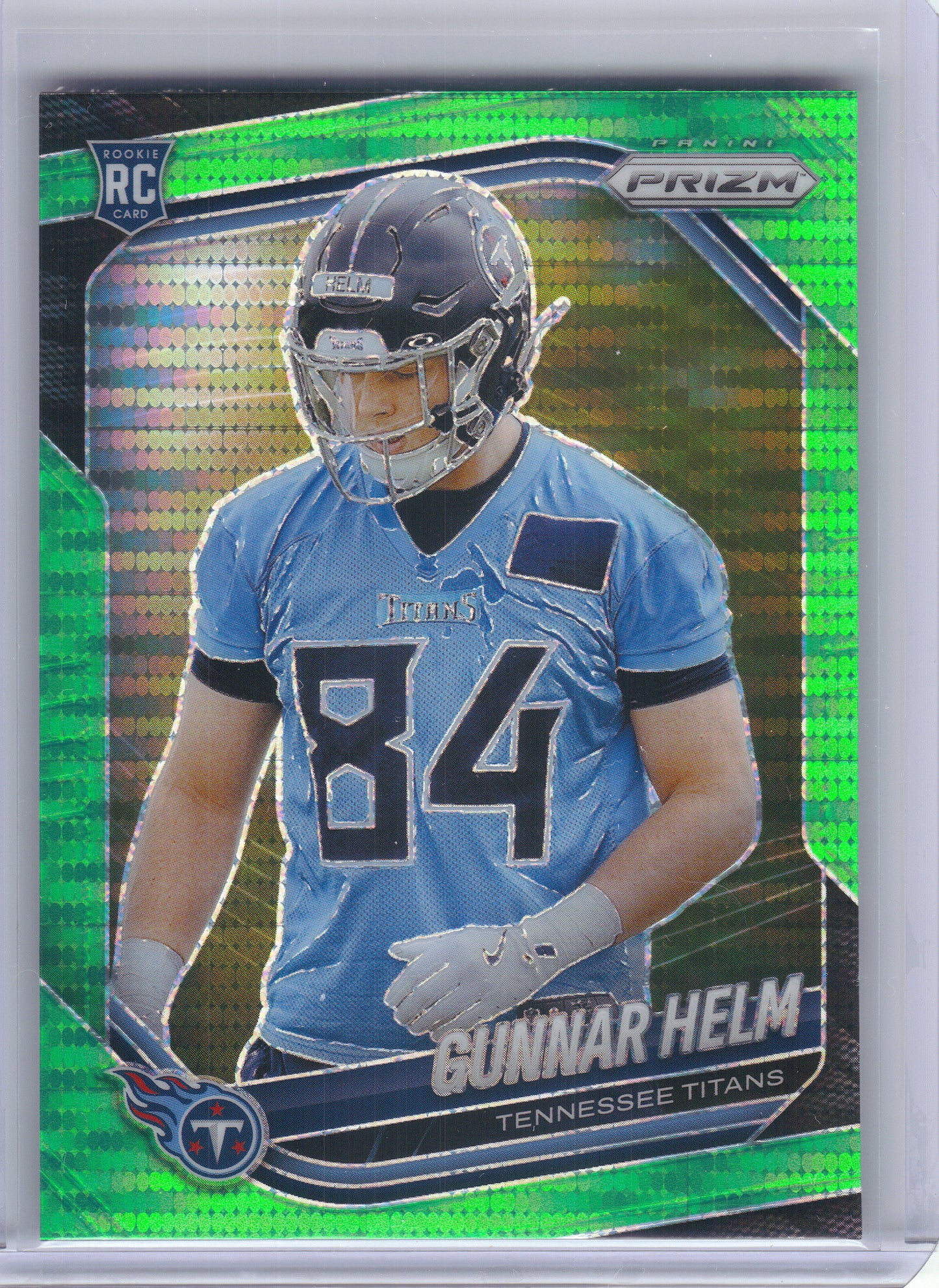 2025 Panini Prizm #359 Gunnar Helm Neon Green Pulsar Tennessee Titans