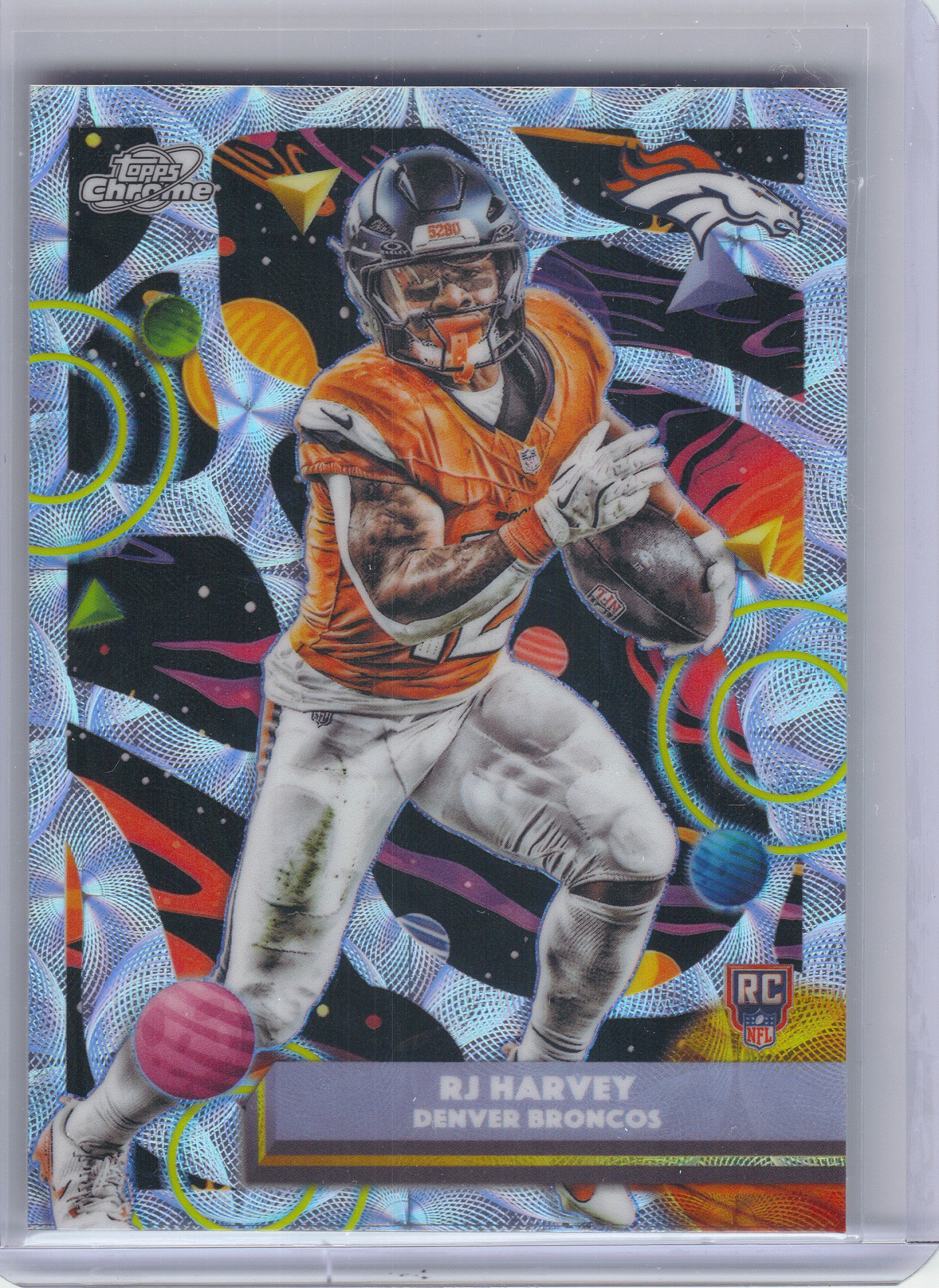 2025 Topps Chrome Cosmic #132 RJ Harvey Nucleus Refractor Denver Broncos RC