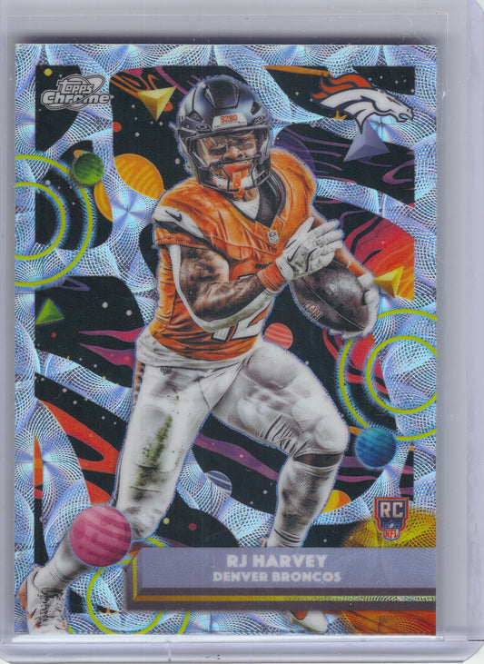 2025 Topps Chrome Cosmic #132 RJ Harvey Nucleus Refractor Denver Broncos RC