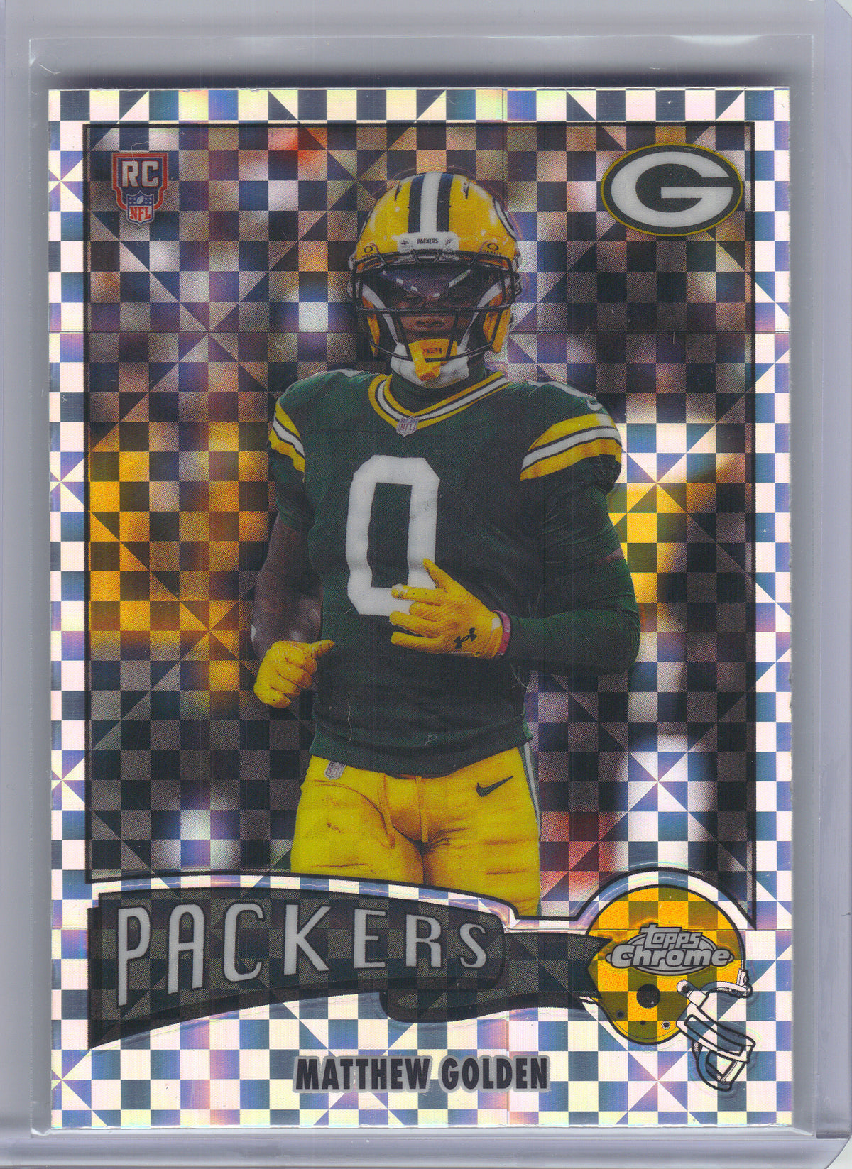 2025 Topps Chrome #1975-13 Matthew Golden 1975 Topps X-Fractor Green Bay Packers