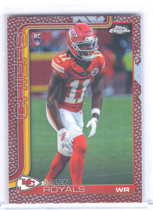 2025 Topps Chrome #337 Jalen Royals Football Leather Refractor Kansas City Chiefs RC