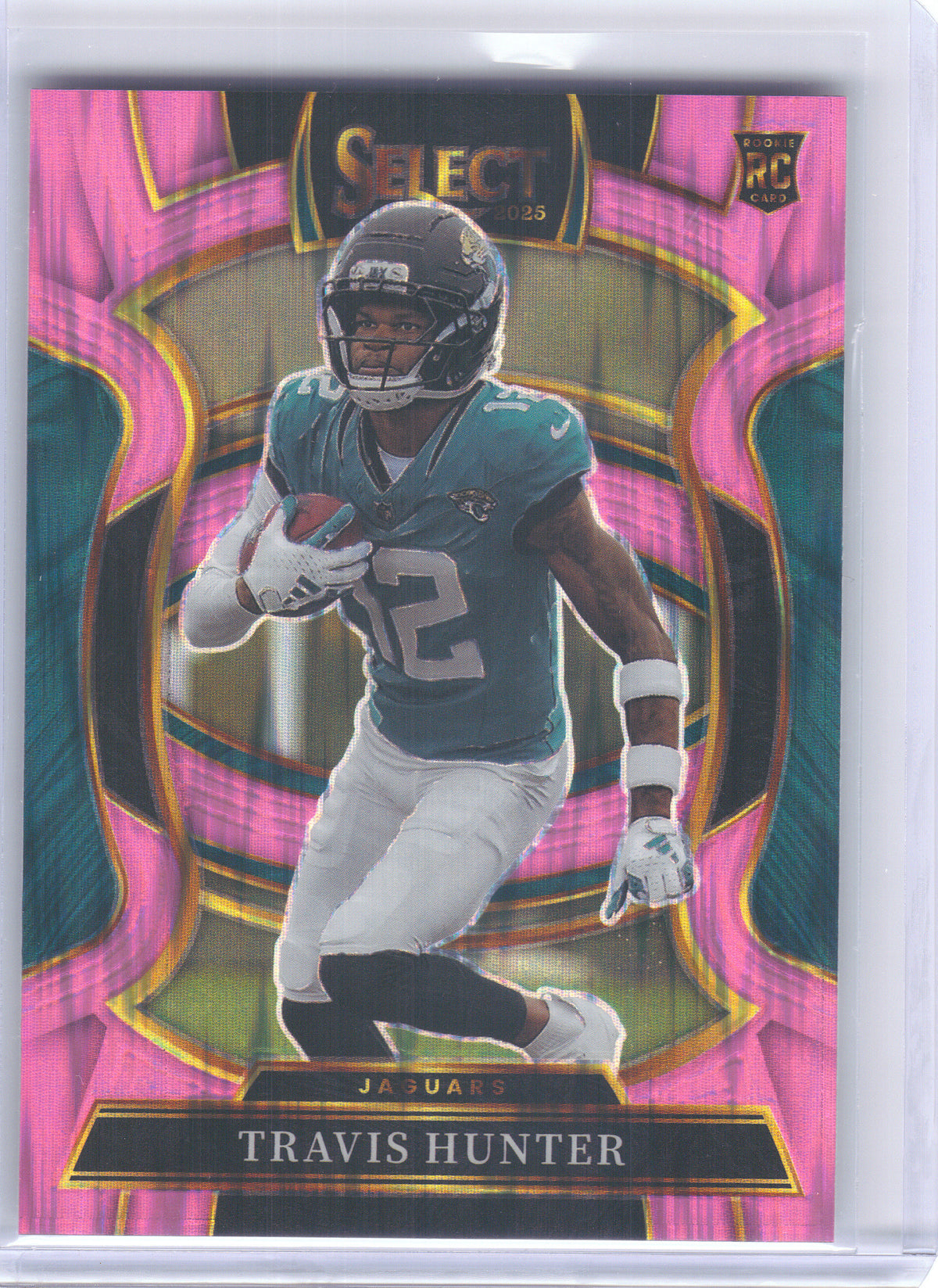 2025 Panini Select #28 Travis Hunter Pink Prizm Shock Jacksonville Jaguars RC