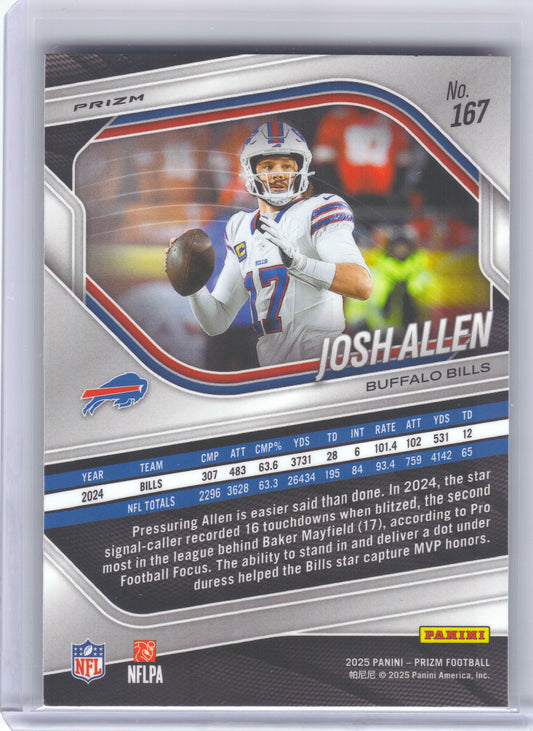2025 Panini Prizm #167 Josh Allen Neon Green Pulsar Buffalo Bills