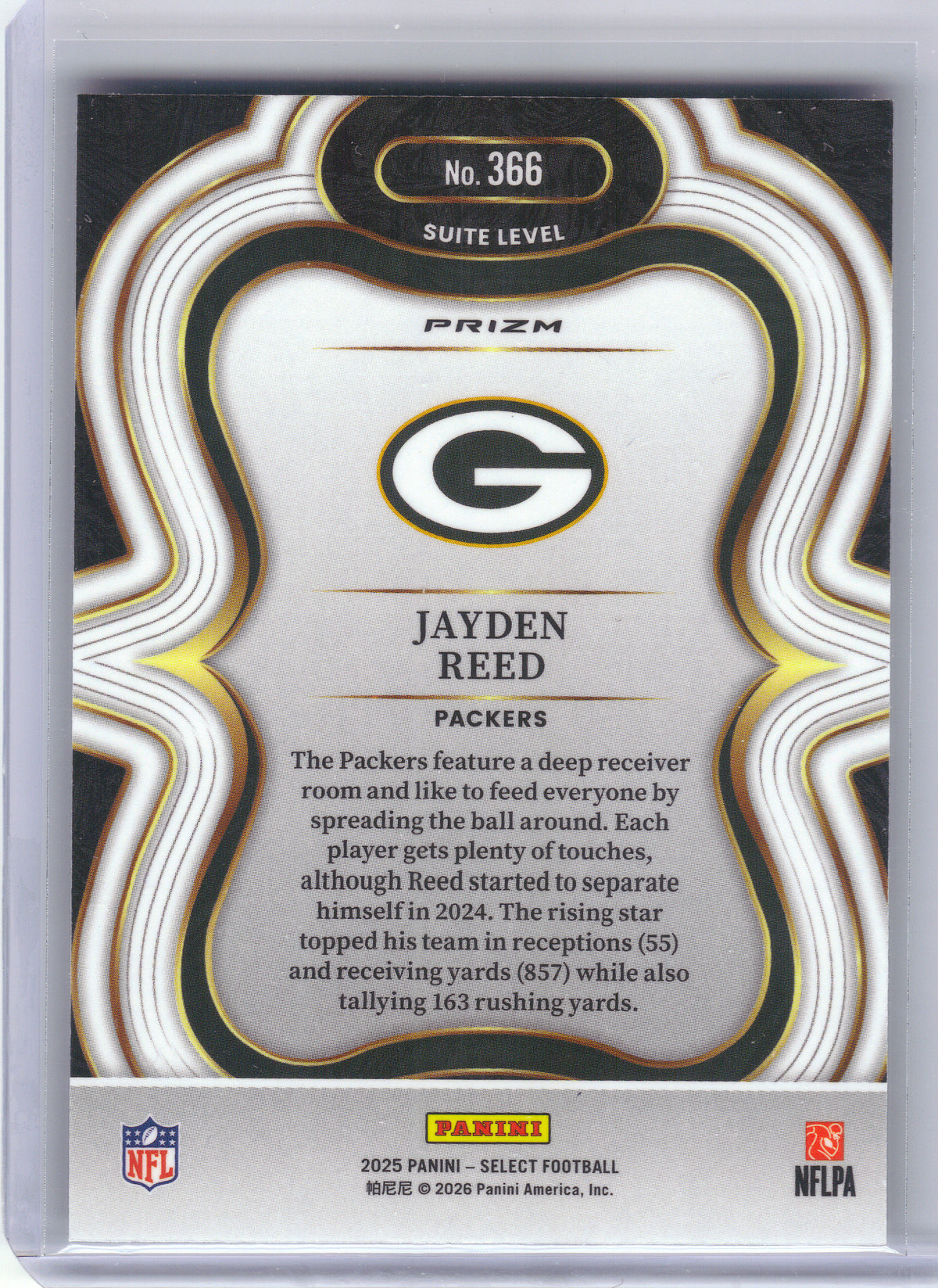 2025 Panini Select #366 Jayden Reed Silver Prizm Green Bay Packers