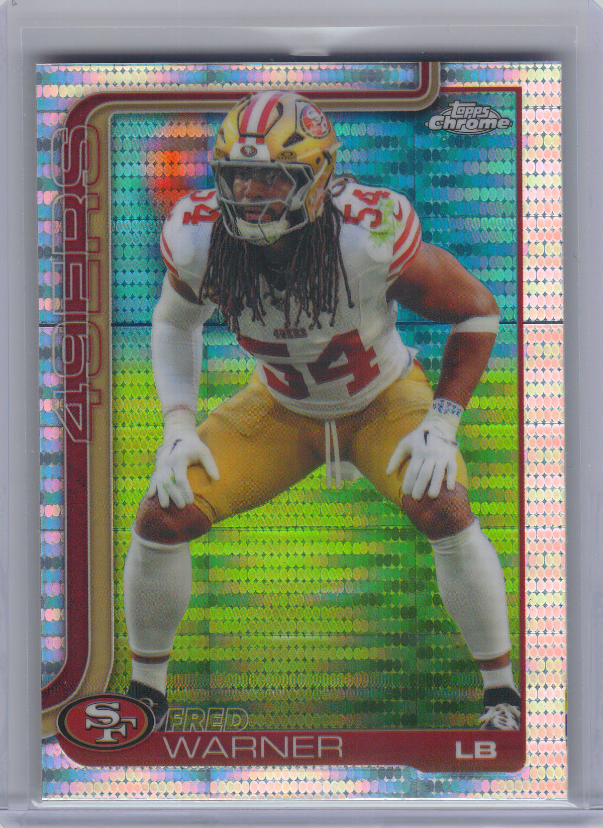 2025 Topps Chrome #268 Fred Warner Pulsar Refractor San Francisco 49ers