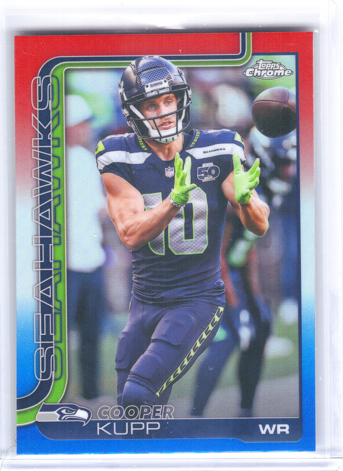 2025 Topps Chrome #271 Cooper Kupp Red White and Blue Refractor Seattle Seahawks