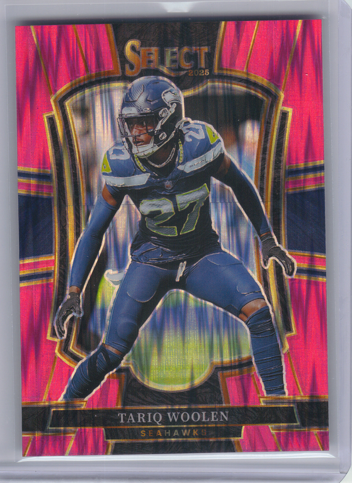 2025 Panini Select #115 Tariq Woolen Pink Prizm Shock Seattle Seahawks