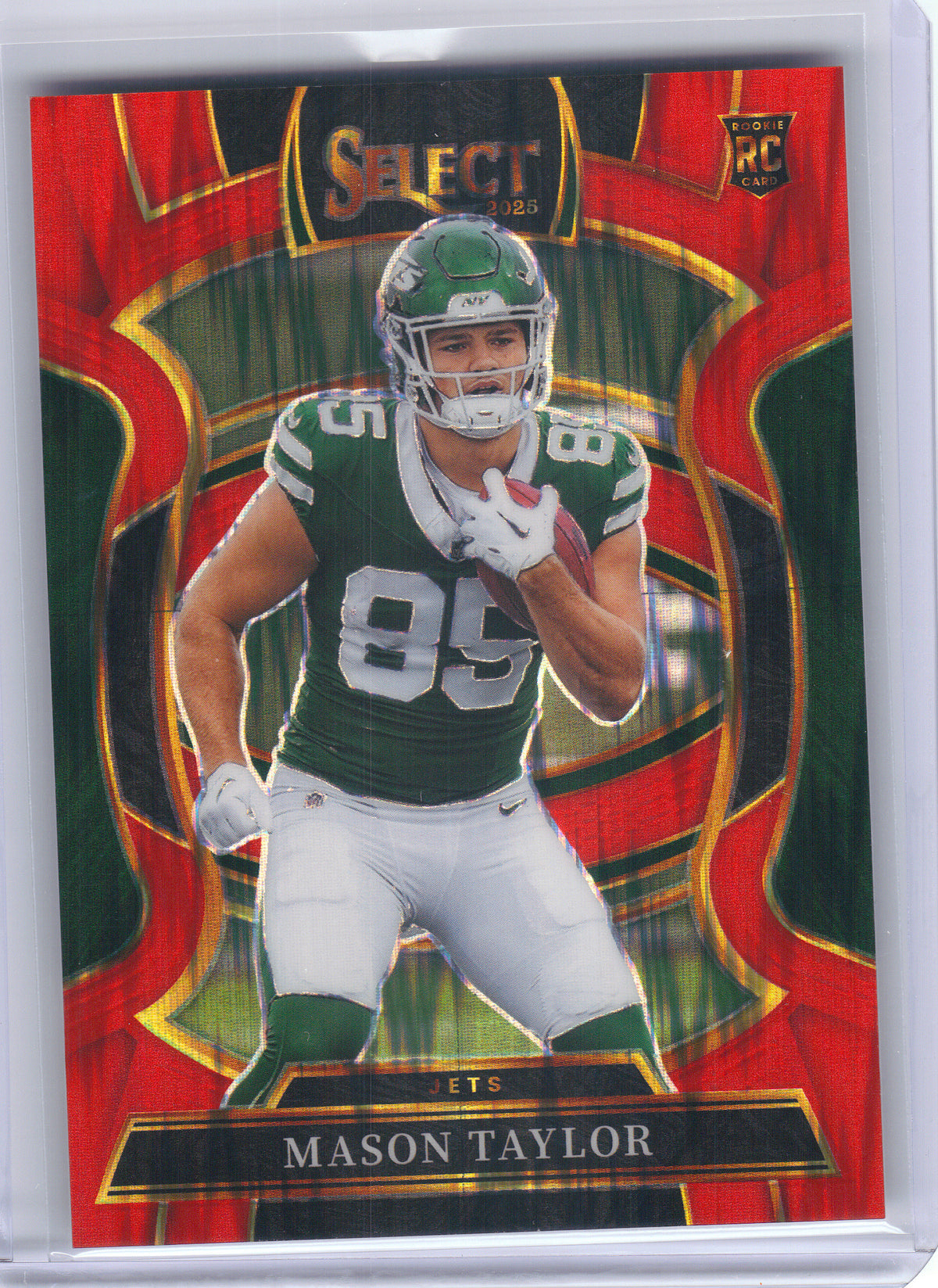 2025 Panini Select #76 Mason Taylor Red Prizm Shock #/249 New York Jets SN, RC