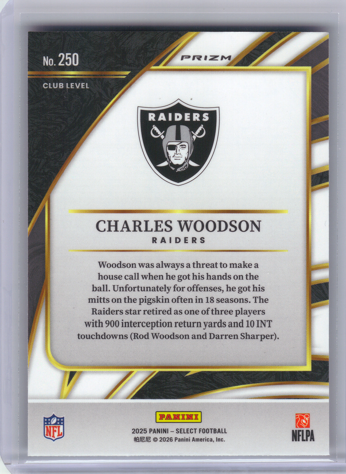 2025 Panini Select #250 Charles Woodson Pink Prizm Shock Oakland Raiders