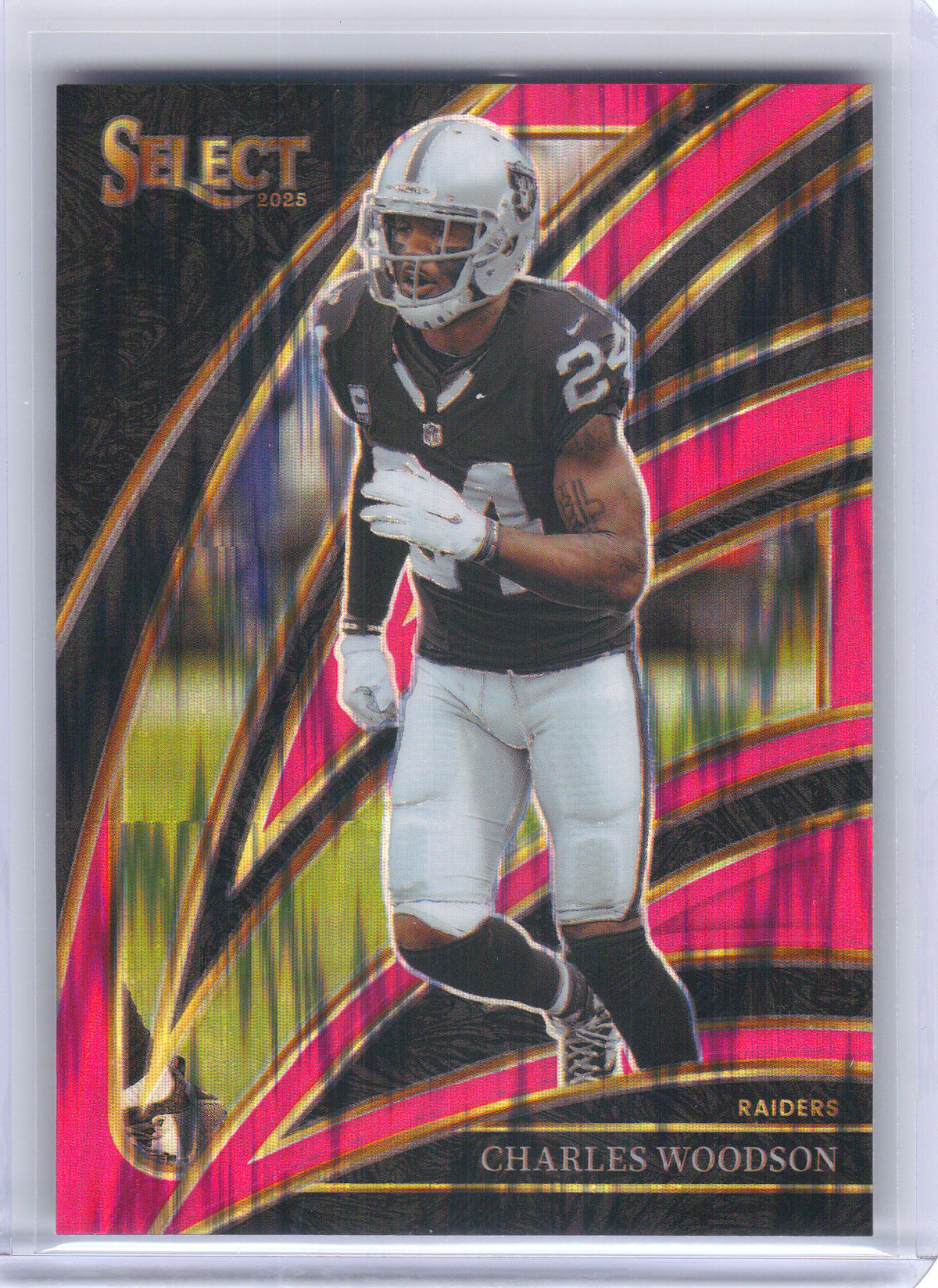 2025 Panini Select #250 Charles Woodson Pink Prizm Shock Oakland Raiders